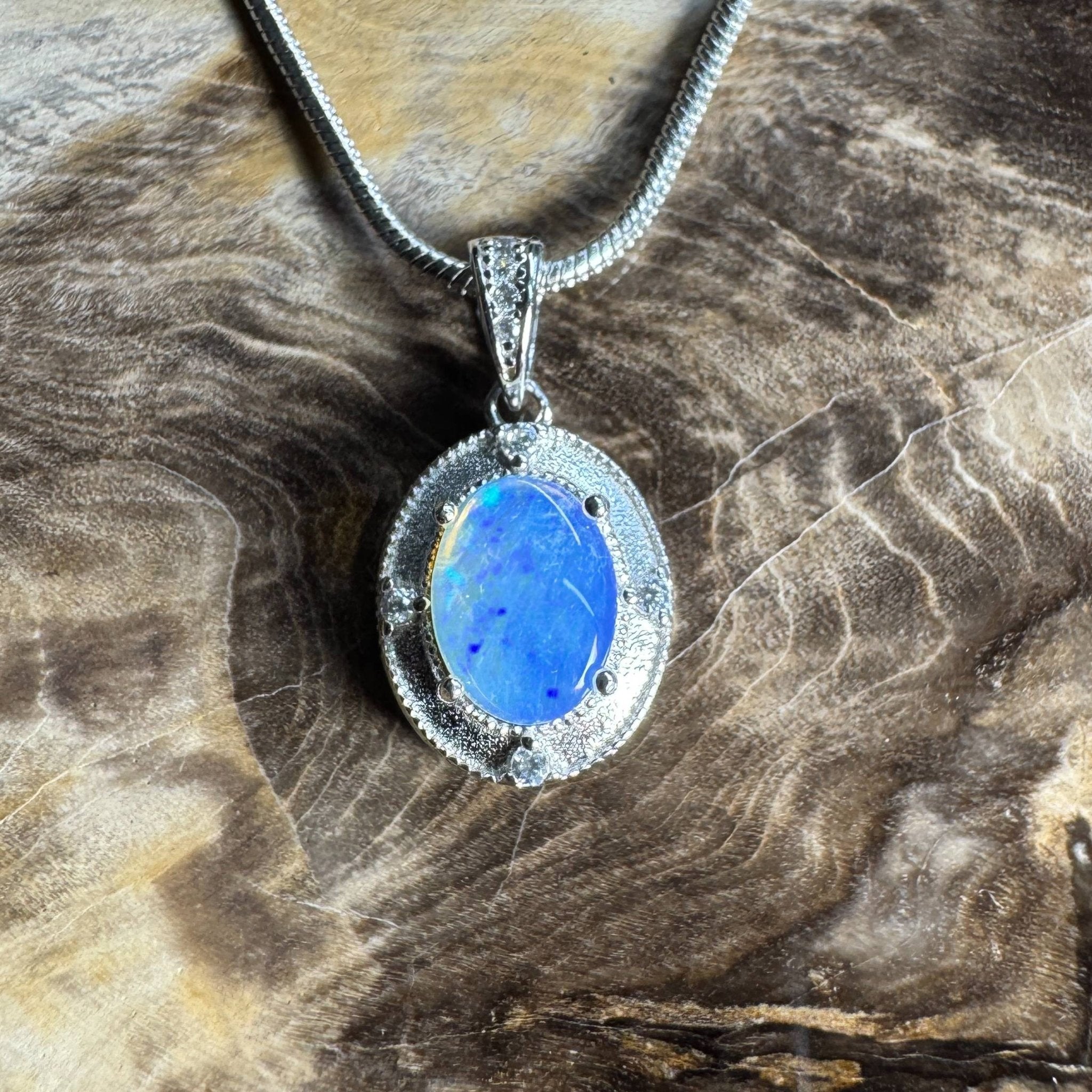 Kakadu Twilight ~ 0.8ct Solid Lightning Ridge Opal 925 Silver Pendant Necklace
