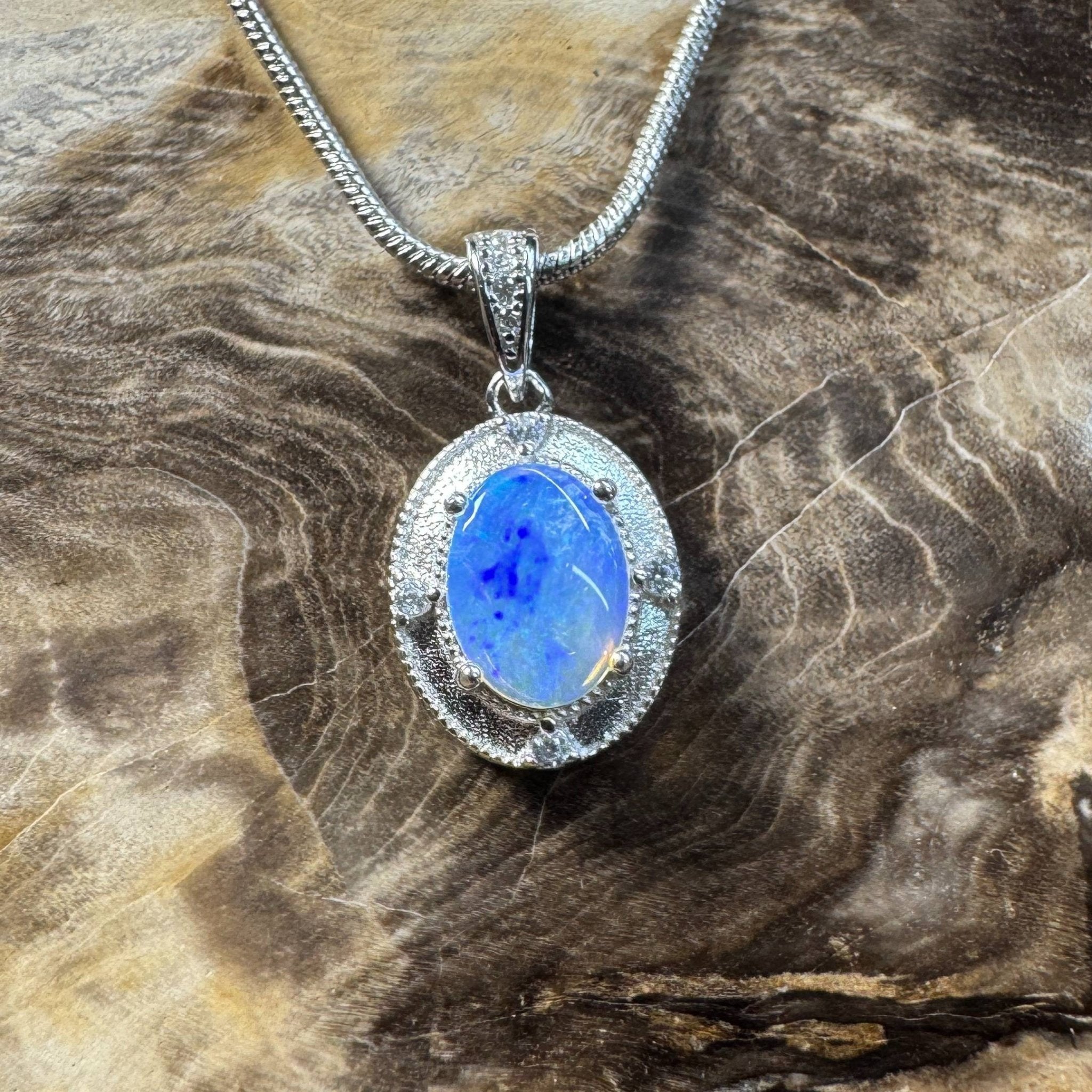 Kakadu Twilight ~ 0.8ct Solid Lightning Ridge Opal 925 Silver Pendant Necklace