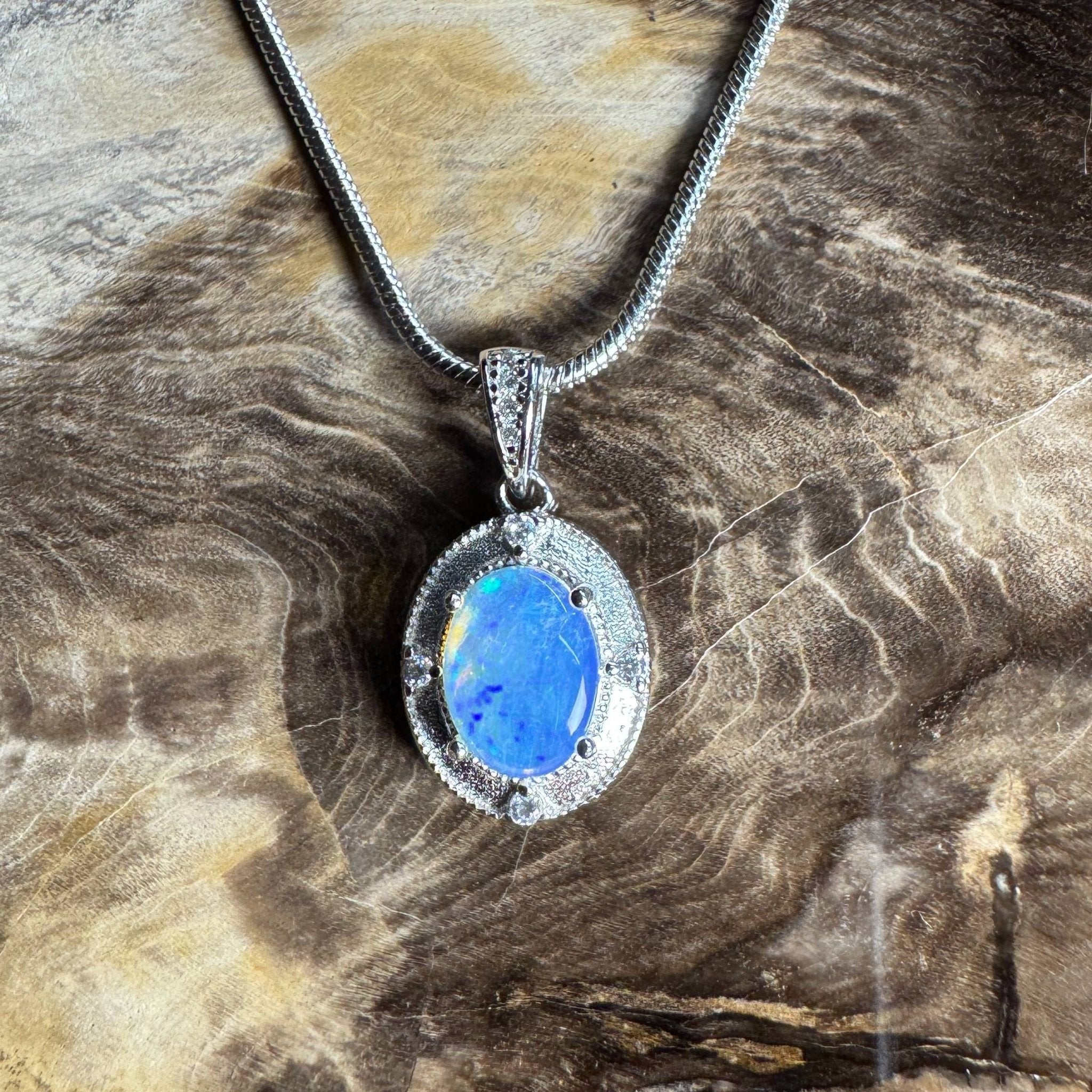Kakadu Twilight ~ 0.8ct Solid Lightning Ridge Opal 925 Silver Pendant Necklace