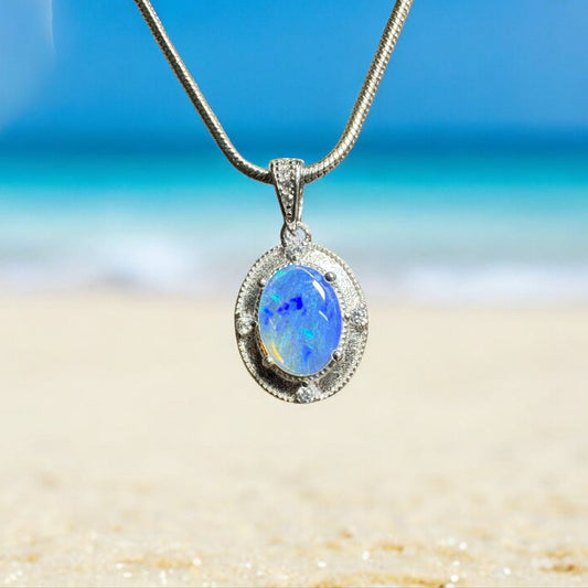 Kakadu Twilight ~ 0.8ct Solid Lightning Ridge Opal 925 Silver Pendant Necklace