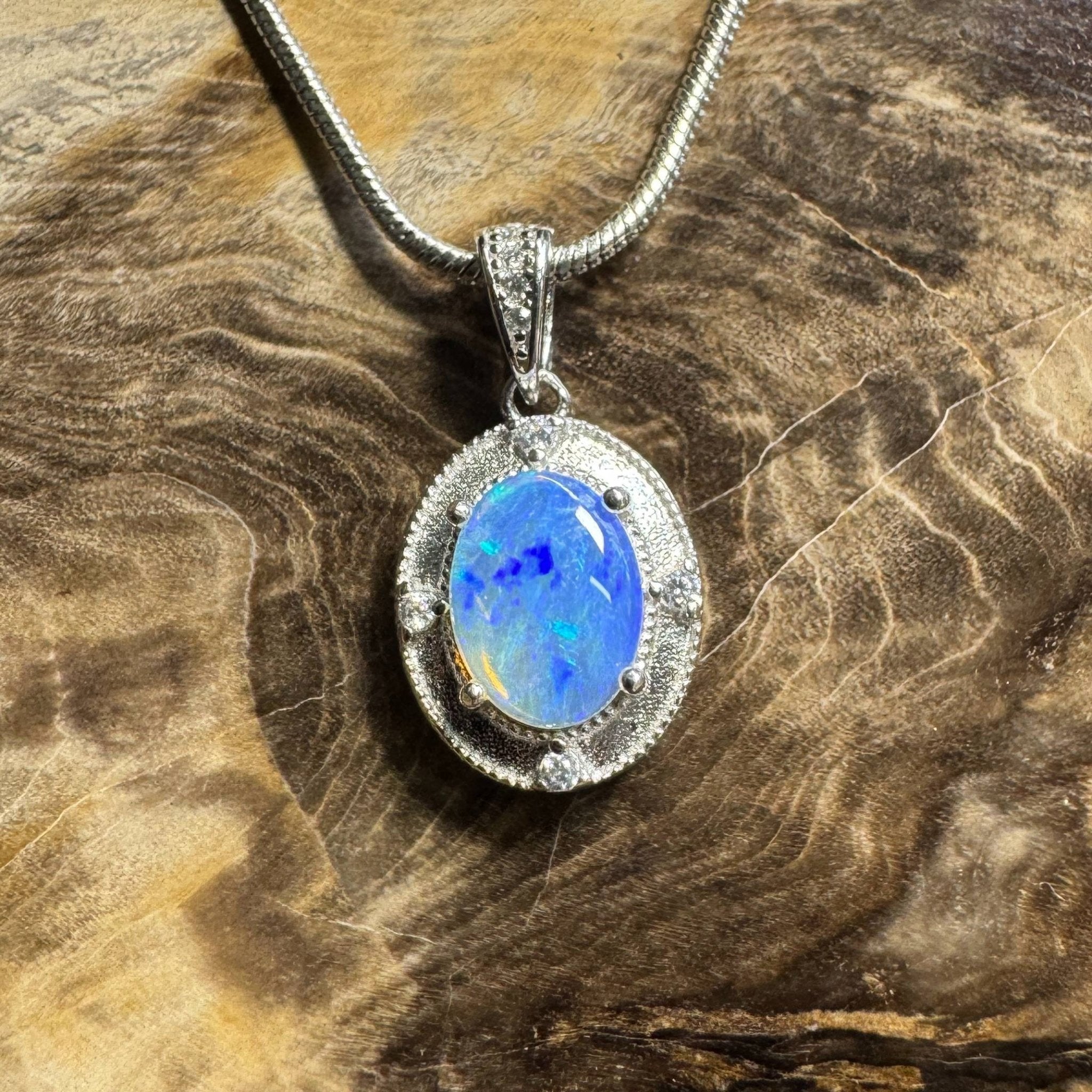 Kakadu Twilight ~ 0.8ct Solid Lightning Ridge Opal 925 Silver Pendant Necklace