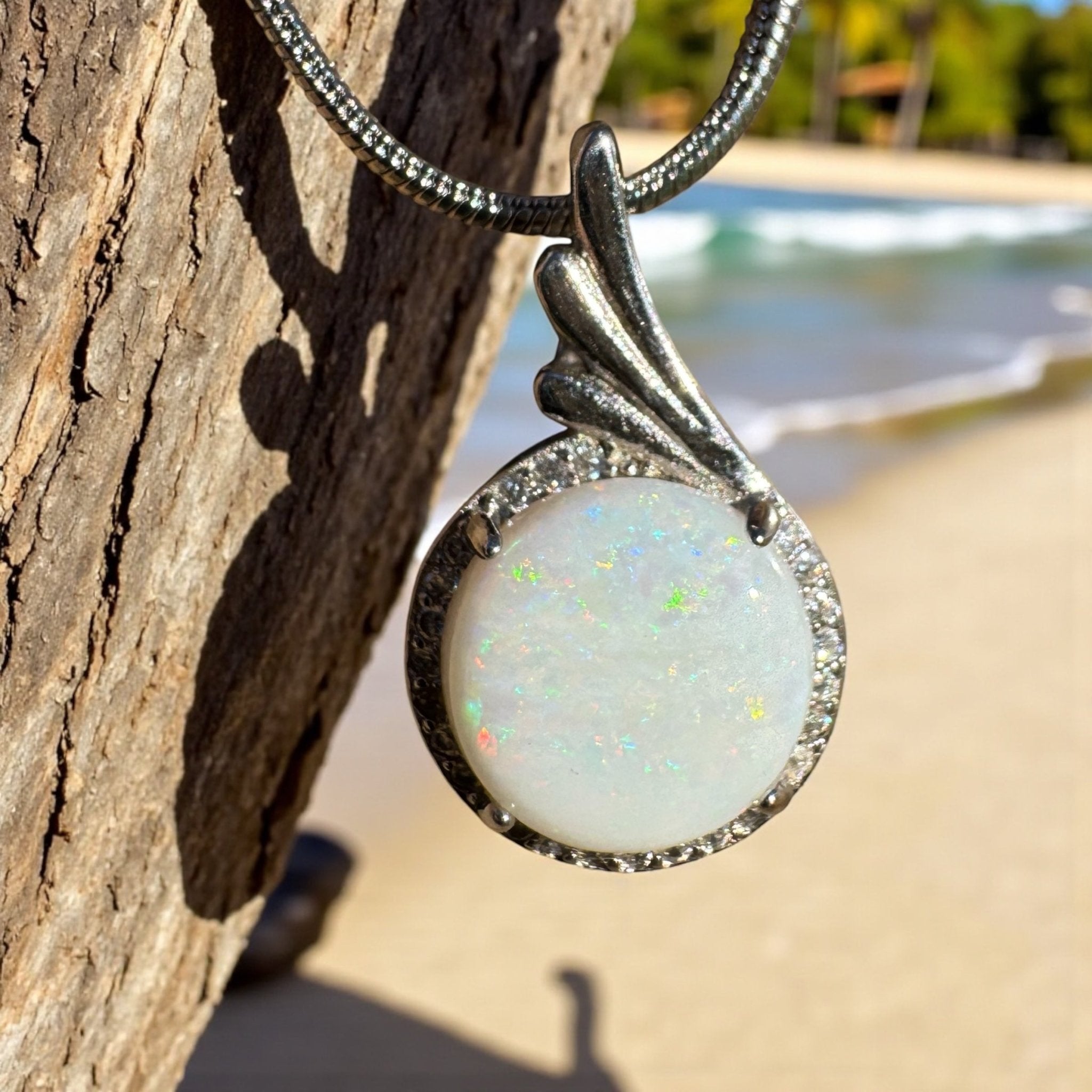 Kalbarri Mist - 2.1ct Coober Pedy Opal 925 Silver Pendant