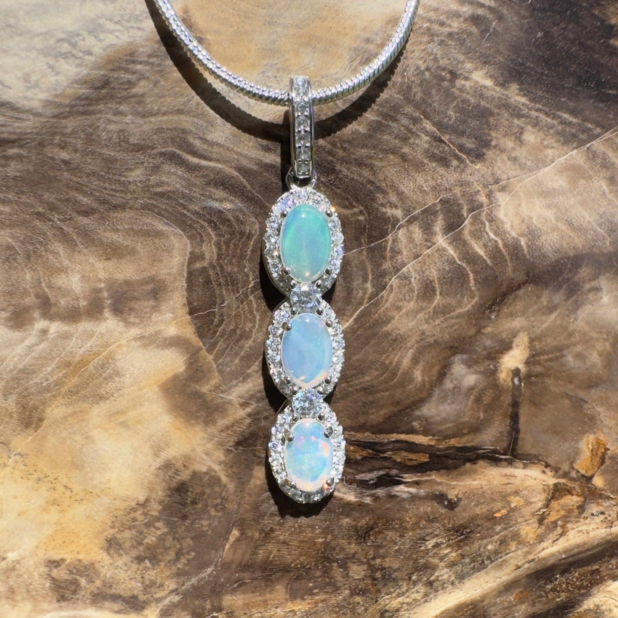 Kangaroo Point Colourflow ~ 1.2ct Coober Pedy Opal 925 Silver Pendant