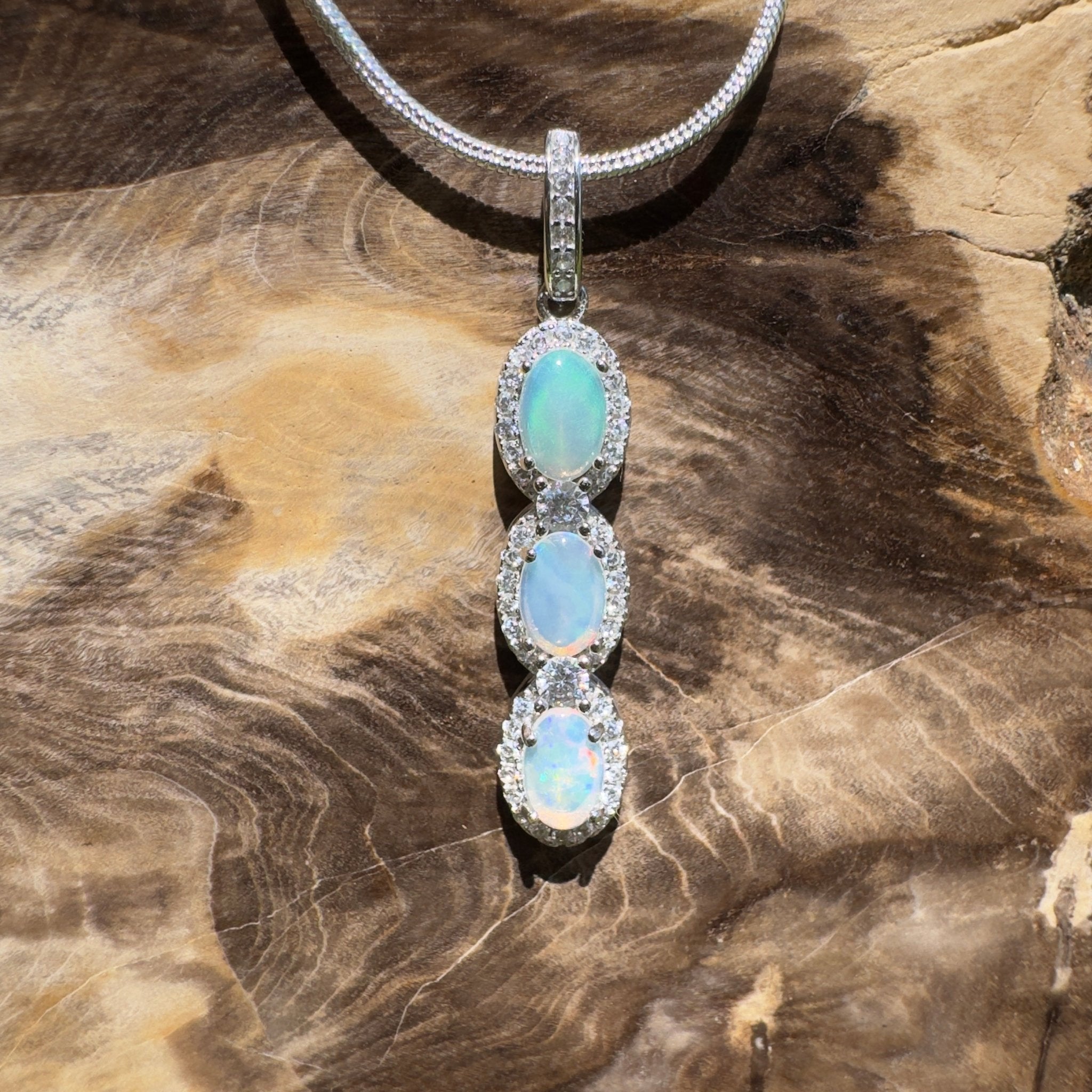 Kangaroo Point Colourflow ~ 1.2ct Coober Pedy Opal 925 Silver Pendant