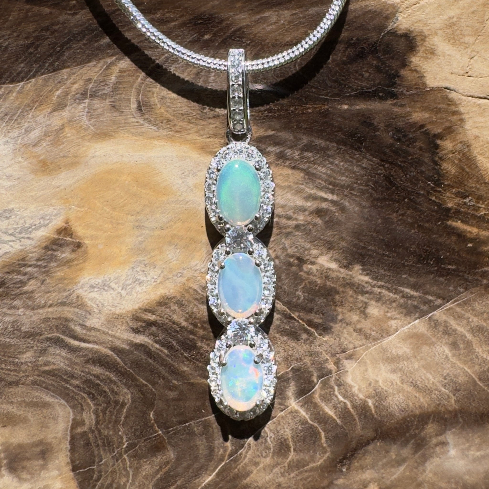 Kangaroo Point Colourflow ~ 1.2ct Coober Pedy Opal 925 Silver Pendant