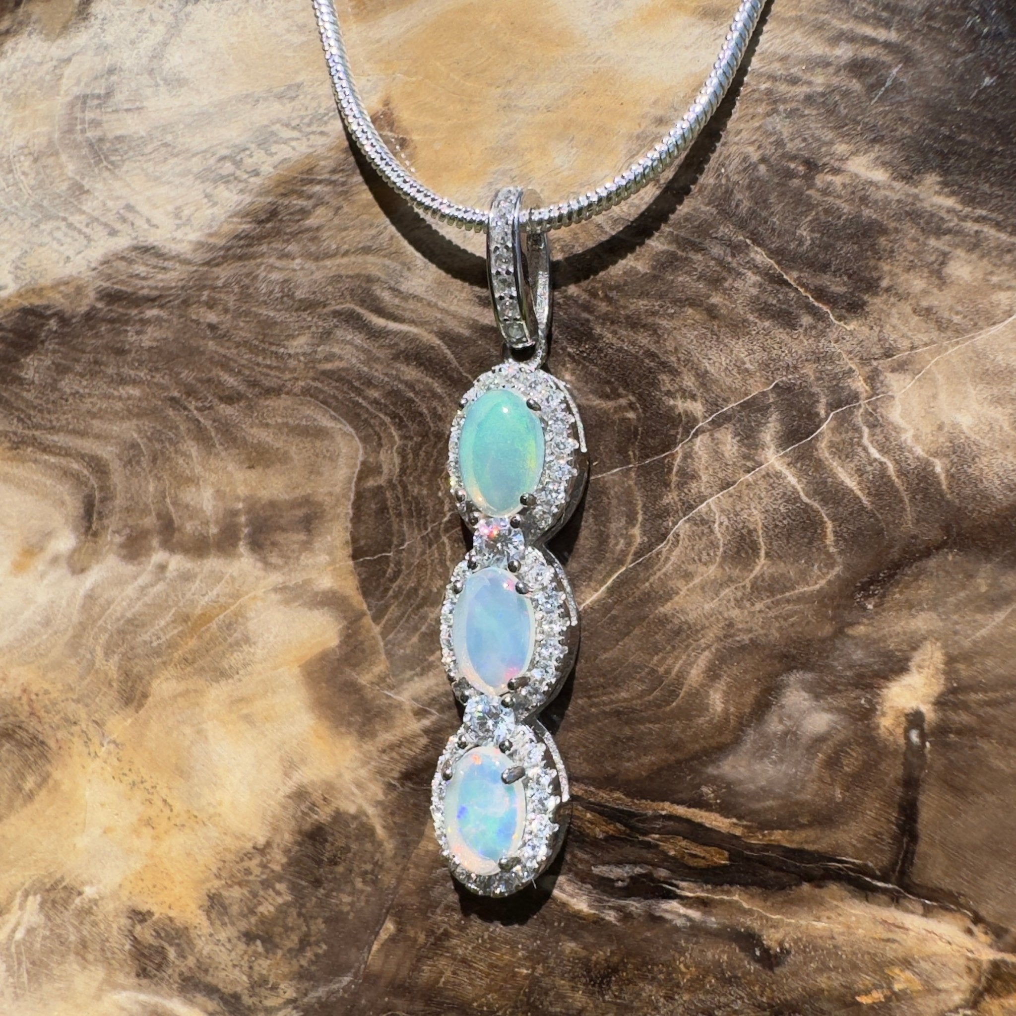 Kangaroo Point Colourflow ~ 1.2ct Coober Pedy Opal 925 Silver Pendant
