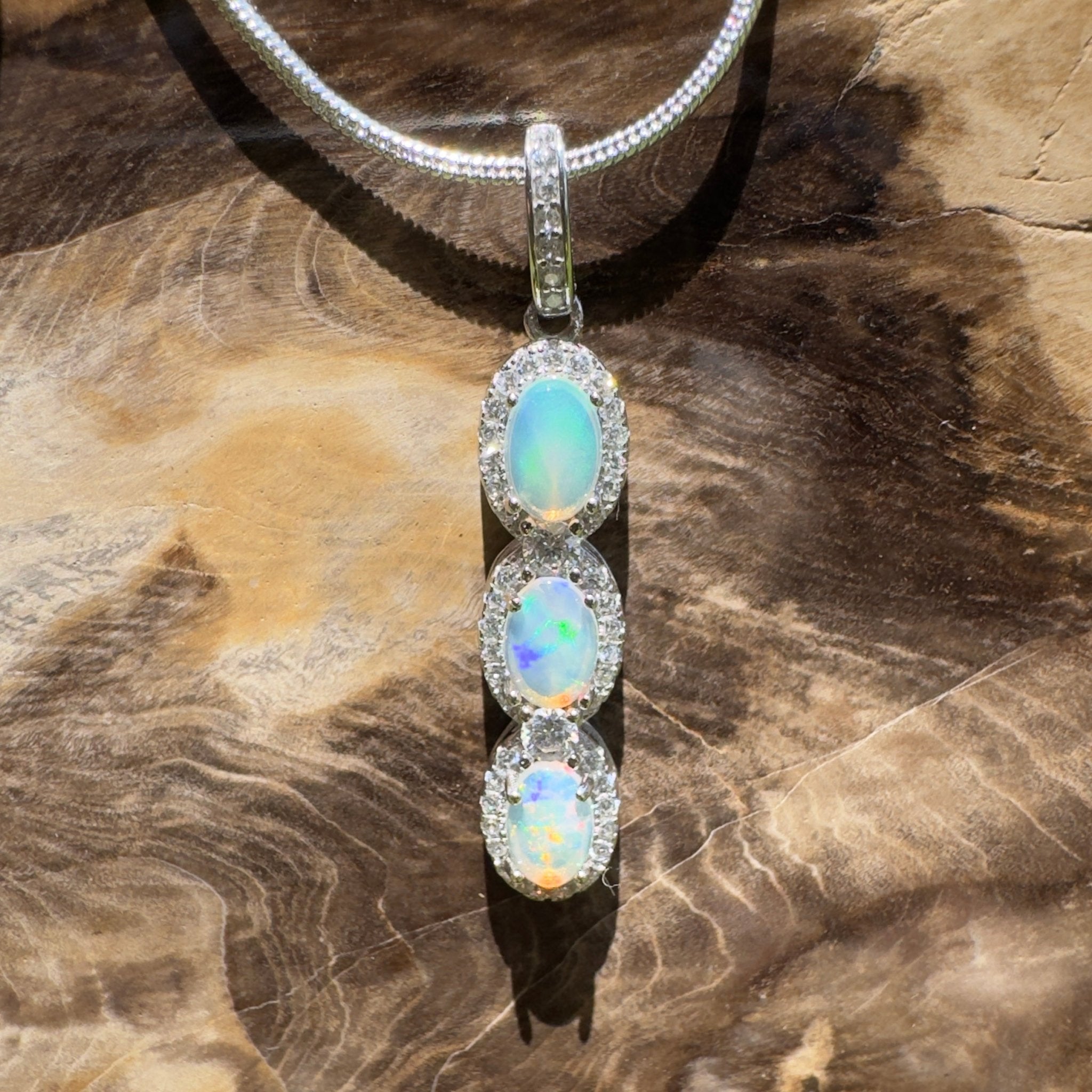 Kangaroo Point Colourflow ~ 1.2ct Coober Pedy Opal 925 Silver Pendant