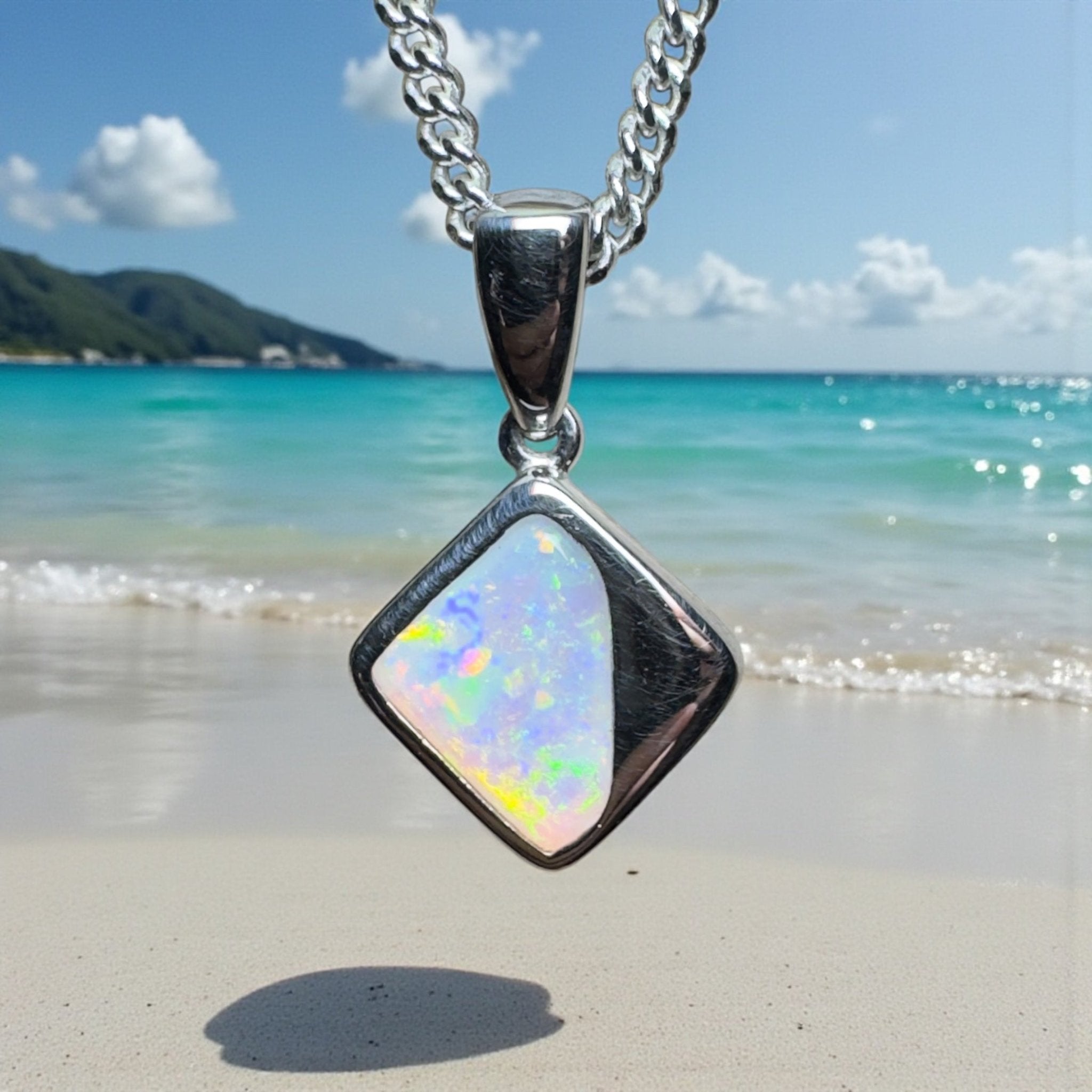 Kanku Glow ~ 0.78ct Coober Pedy Opal 925 Silver Pendant