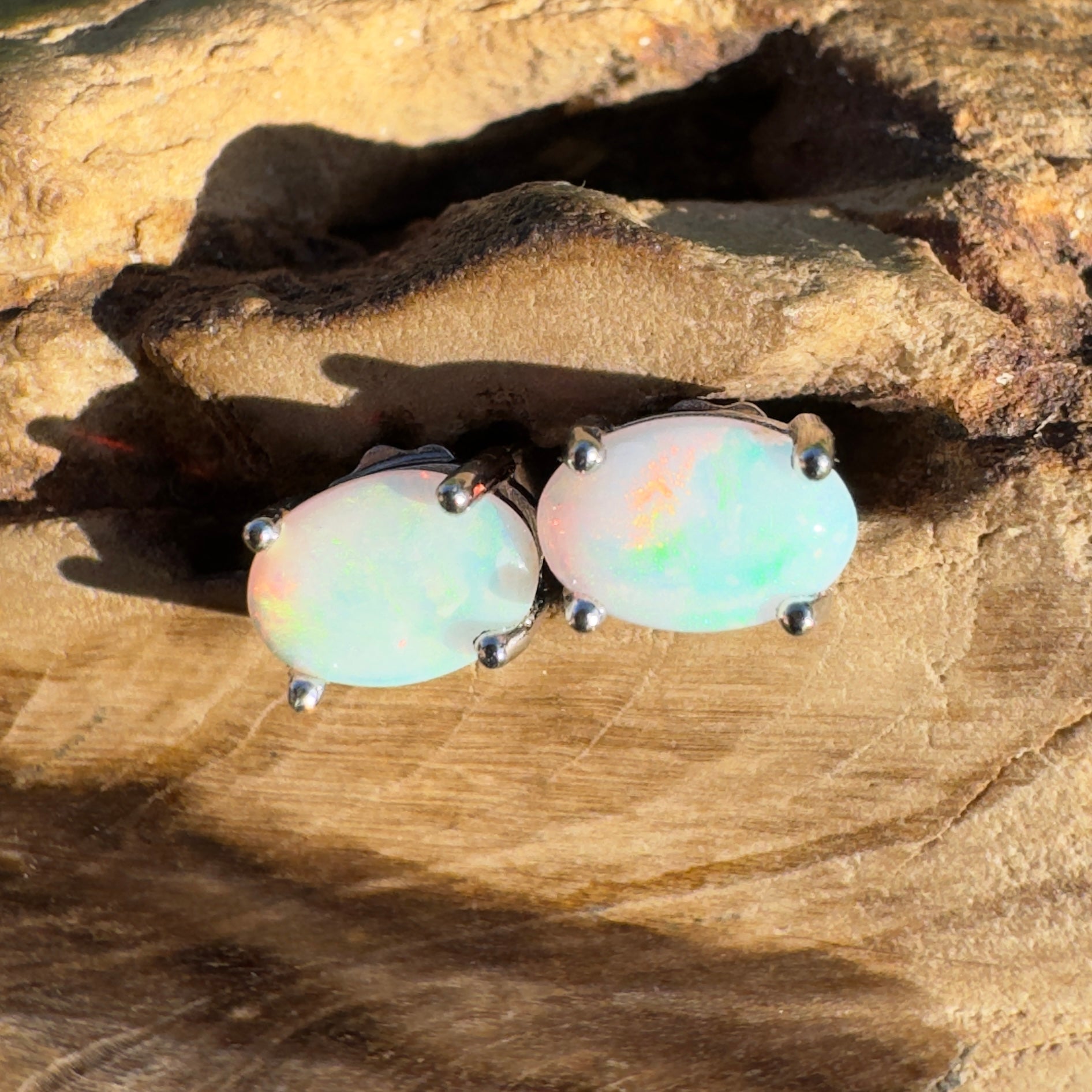 Kata Tjuta Colour ~ 0.6ct Coober Pedy Opal Sterling Silver Earrings (Copy)