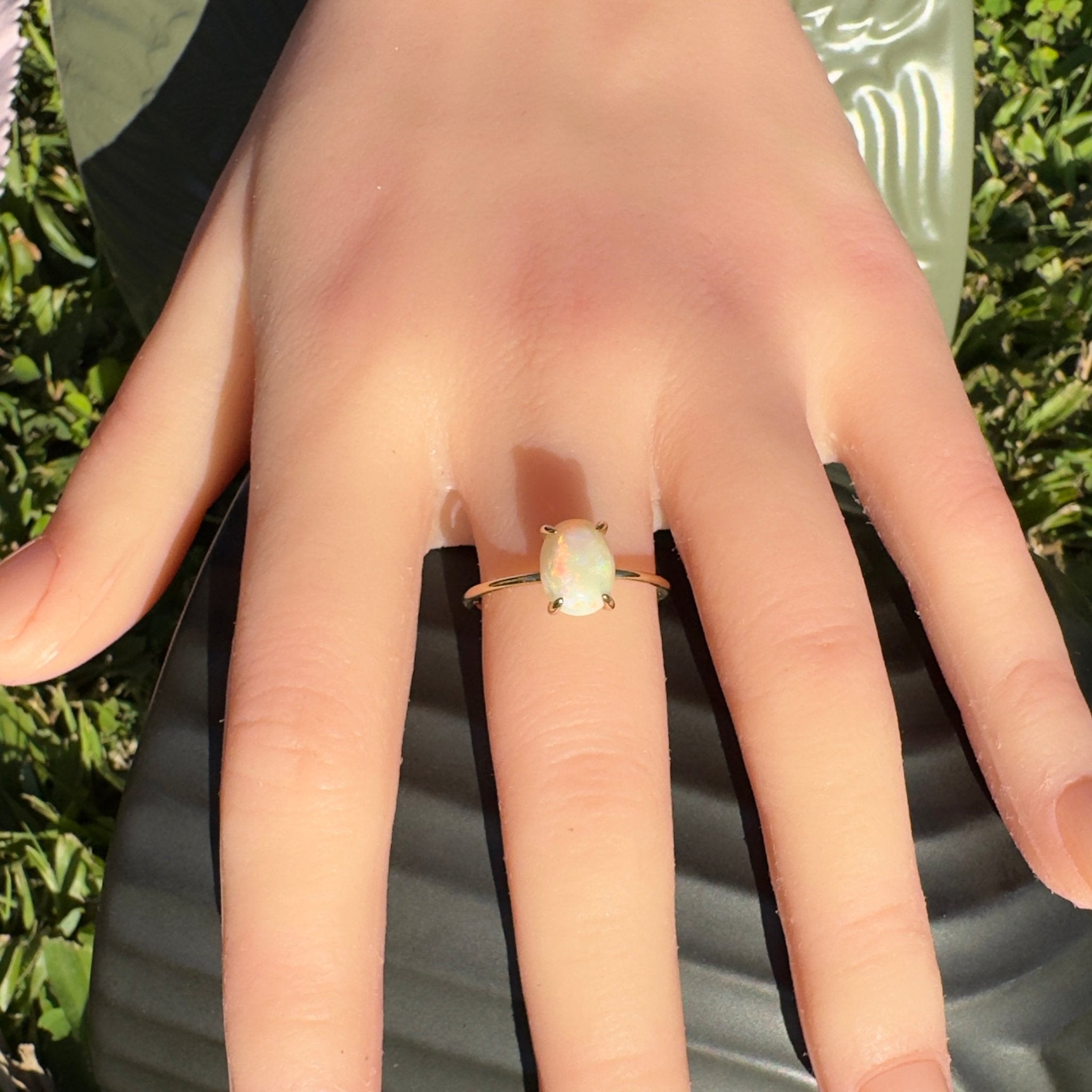 Kata Tjuta Flame ~ 1.4ct Solid Coober Pedy Opal 9ct Yellow Gold Ring
