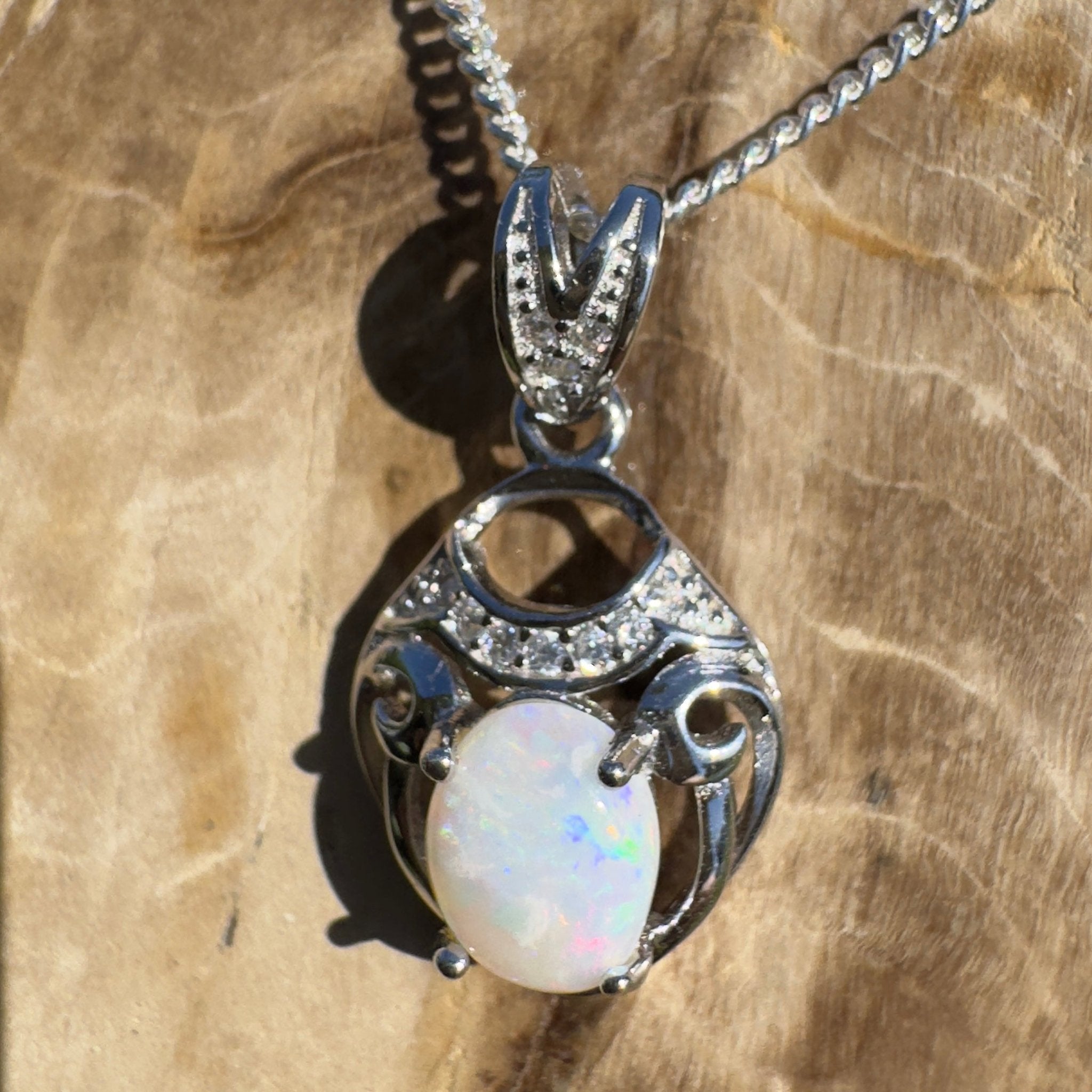 Kempe Road Gleam ~ 0.8ct Coober Pedy Opal 925 Silver Pendant