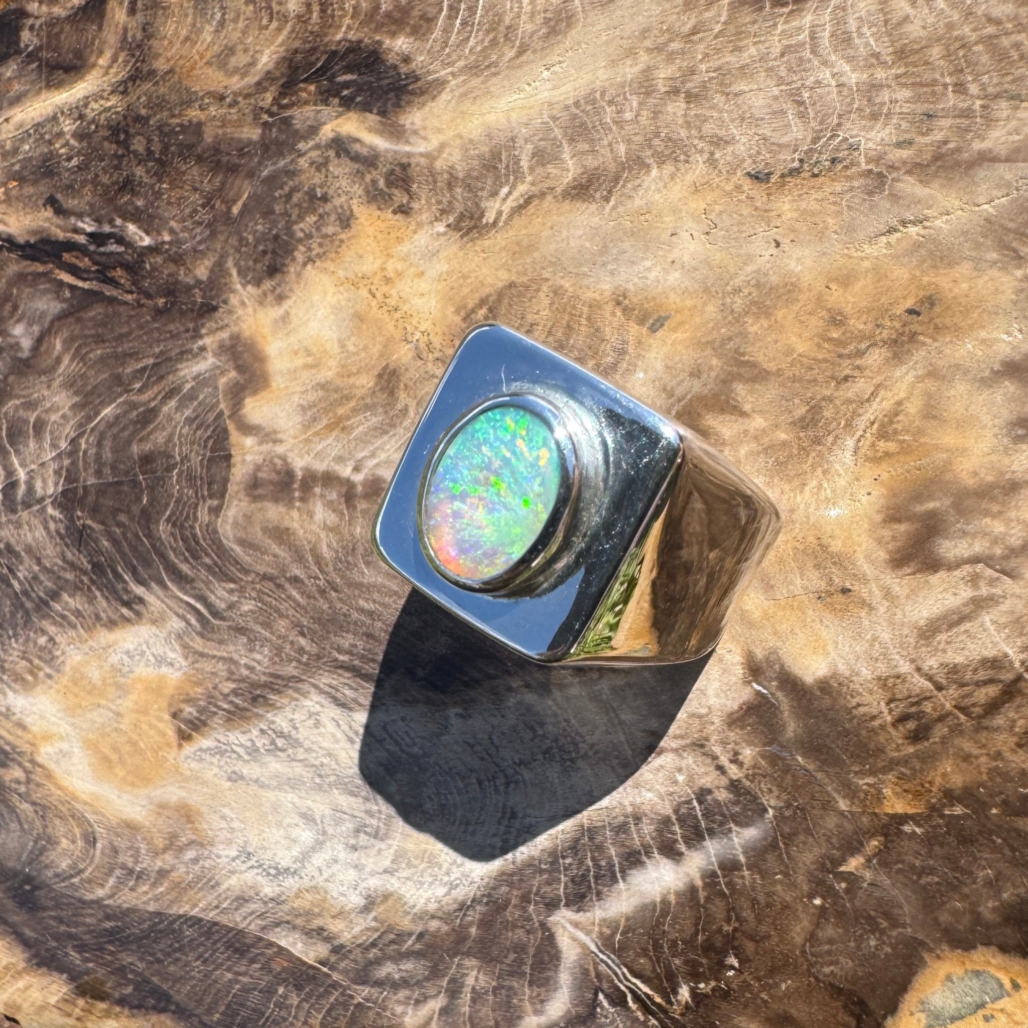 Keppel Tide - 1.3ct Solid Lightning Ridge Crystal Opal Sterling Silver Ring