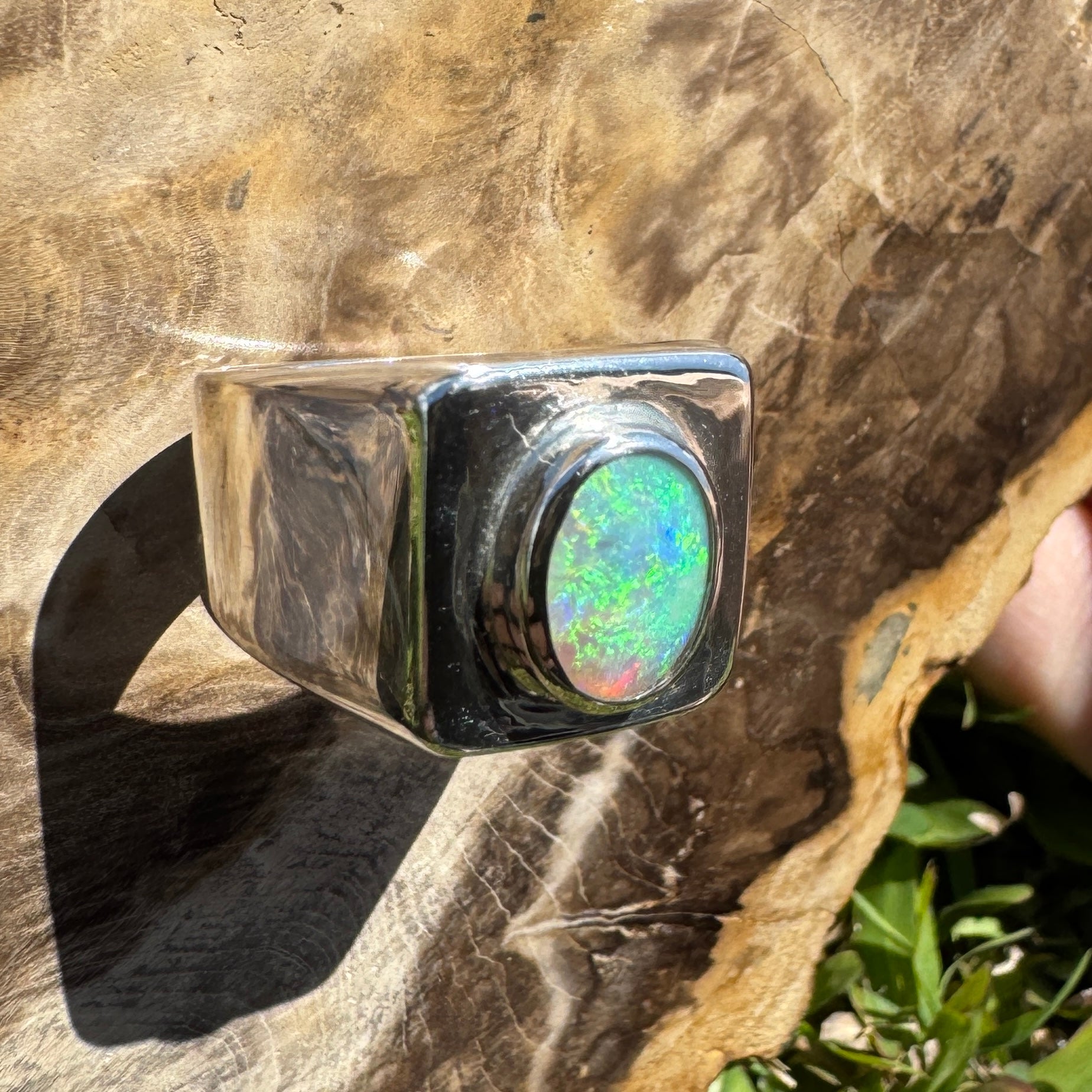 Keppel Tide - 1.3ct Solid Lightning Ridge Crystal Opal Sterling Silver Ring