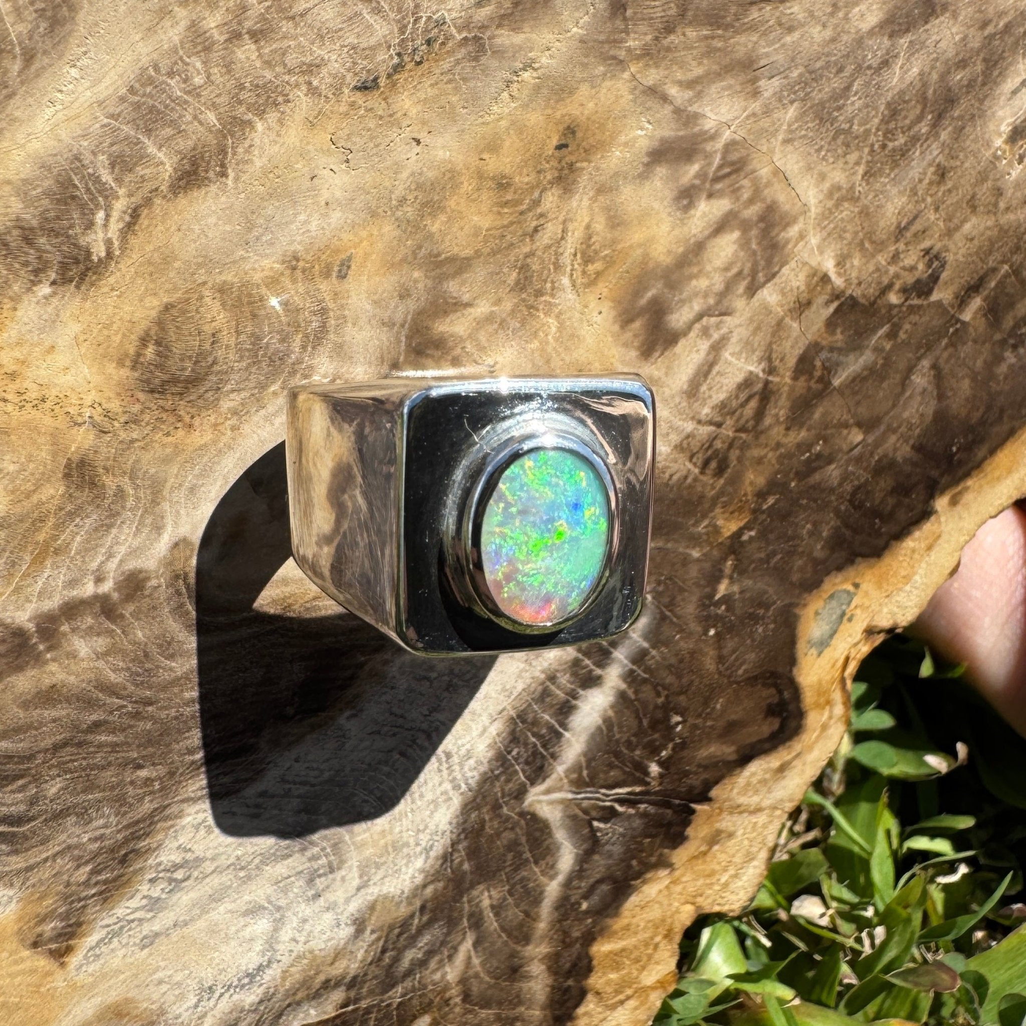 Keppel Tide - 1.3ct Solid Lightning Ridge Crystal Opal Sterling Silver Ring