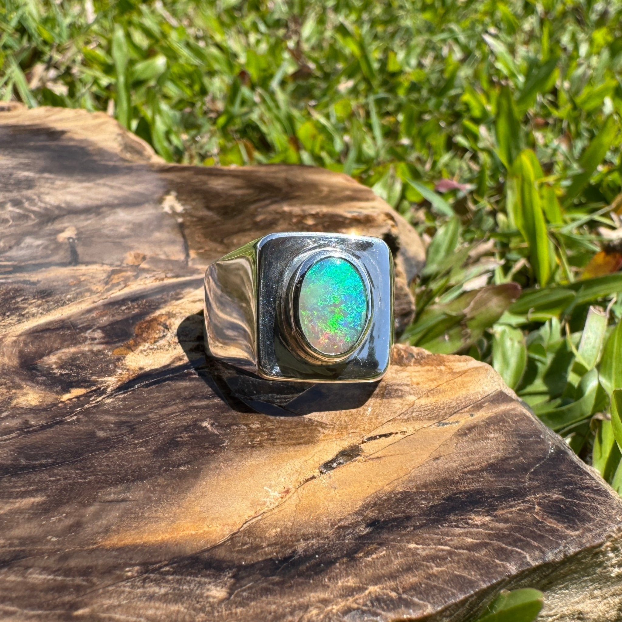 Keppel Tide - 1.3ct Solid Lightning Ridge Crystal Opal Sterling Silver Ring