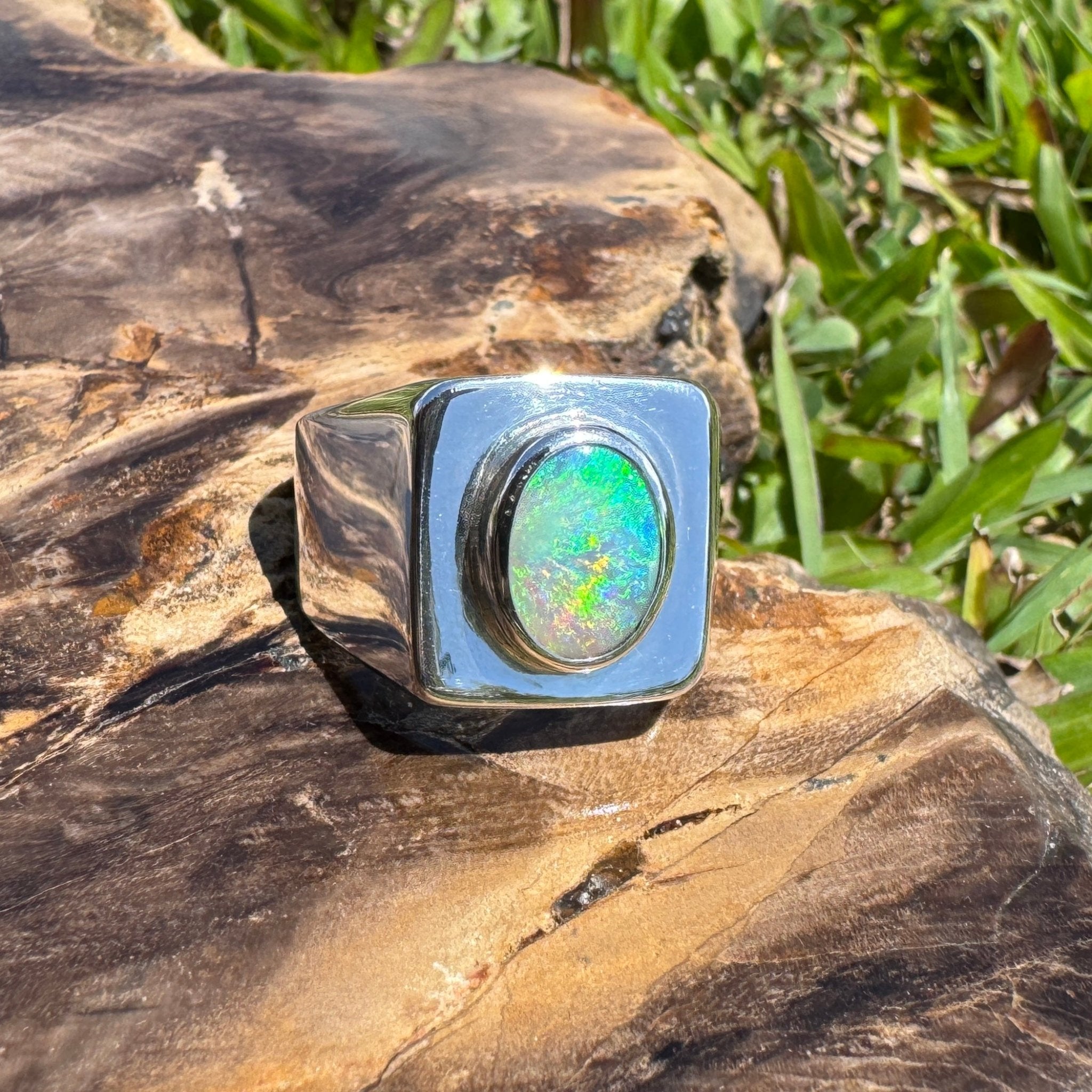 Keppel Tide - 1.3ct Solid Lightning Ridge Crystal Opal Sterling Silver Ring