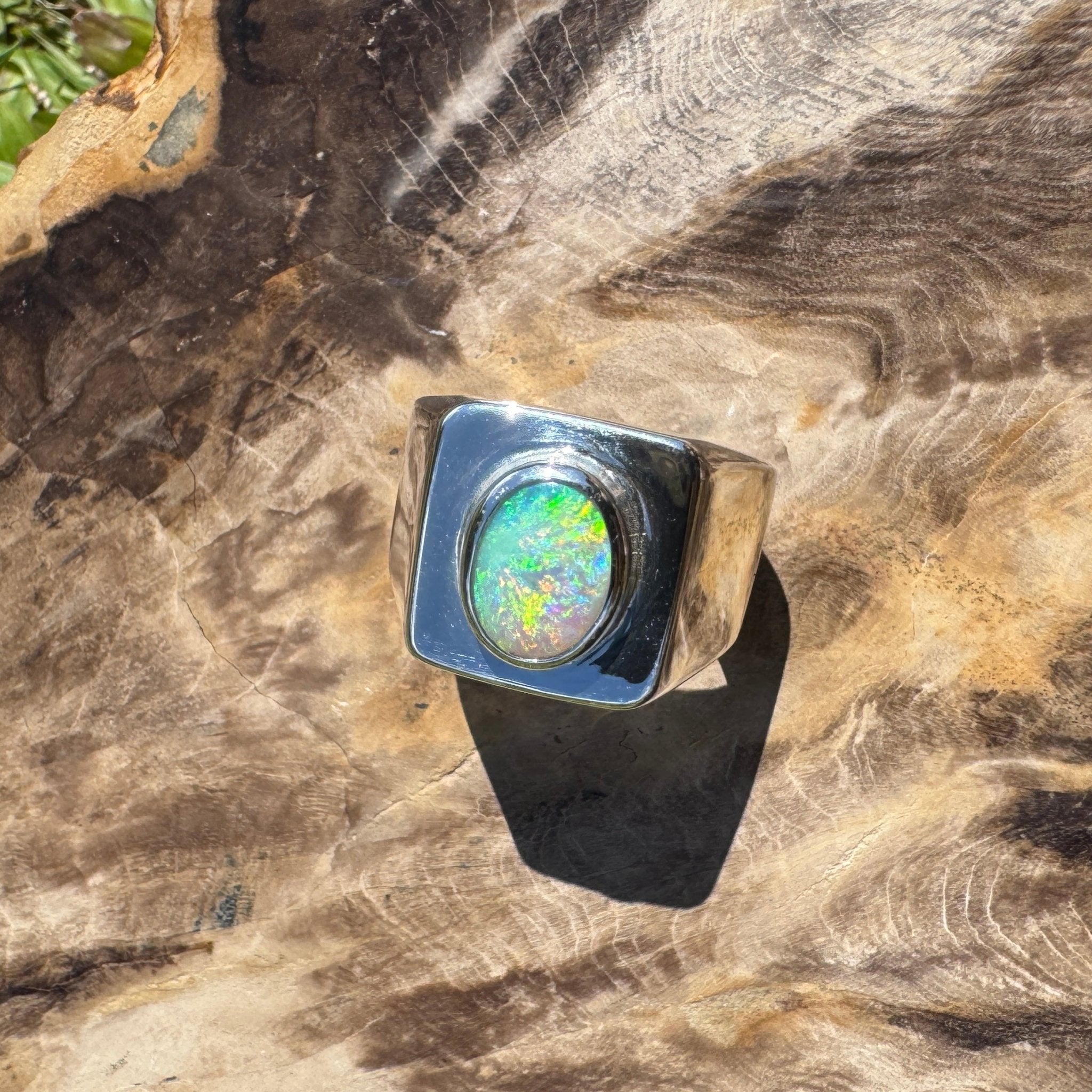 Keppel Tide - 1.3ct Solid Lightning Ridge Crystal Opal Sterling Silver Ring