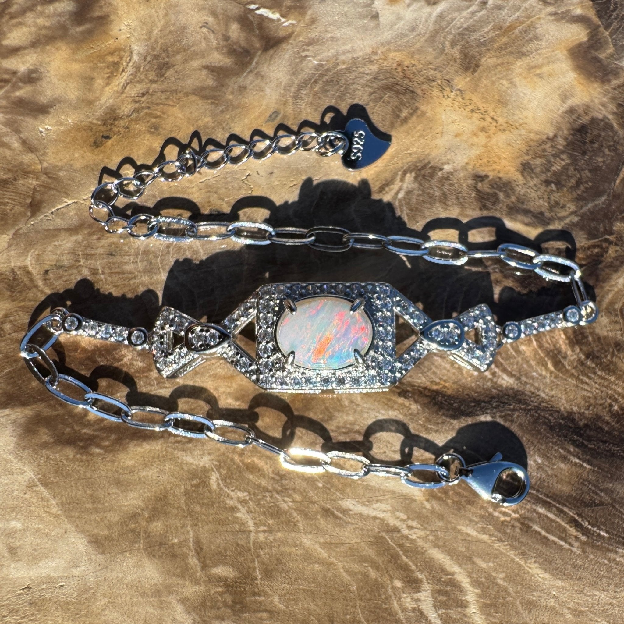 Kiama Glow - 0.8ct Coober Pedy Opal 925 Silver Bracelet