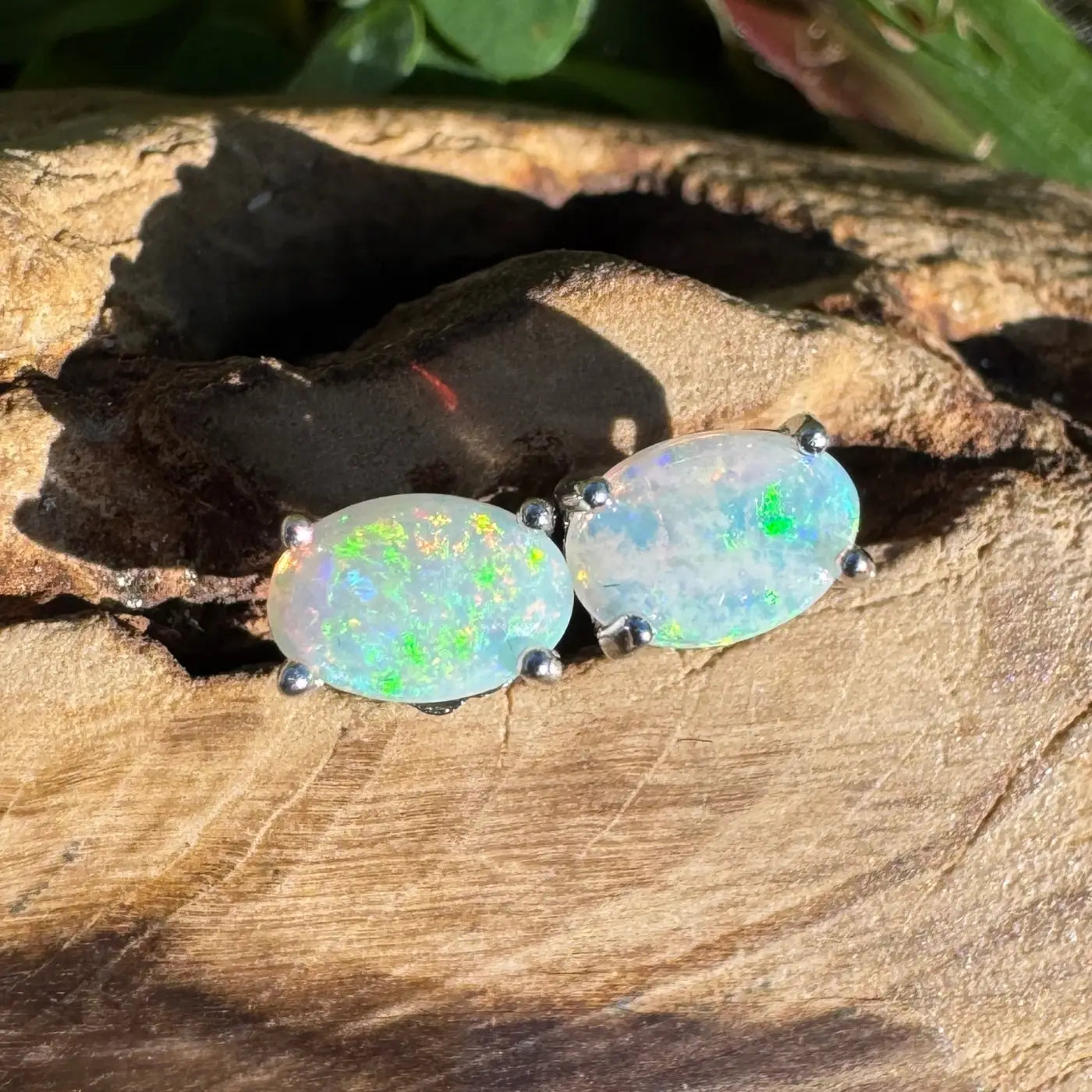 Oval opal stud earrings from Kimberley Blaze featuring 1ct Solid Lightning Ridge Opal