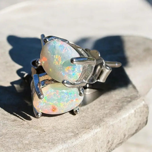 ‘Kimberley Blaze' ~ Handcrafted 1ct Solid Lightning Ridge Opal Earrings