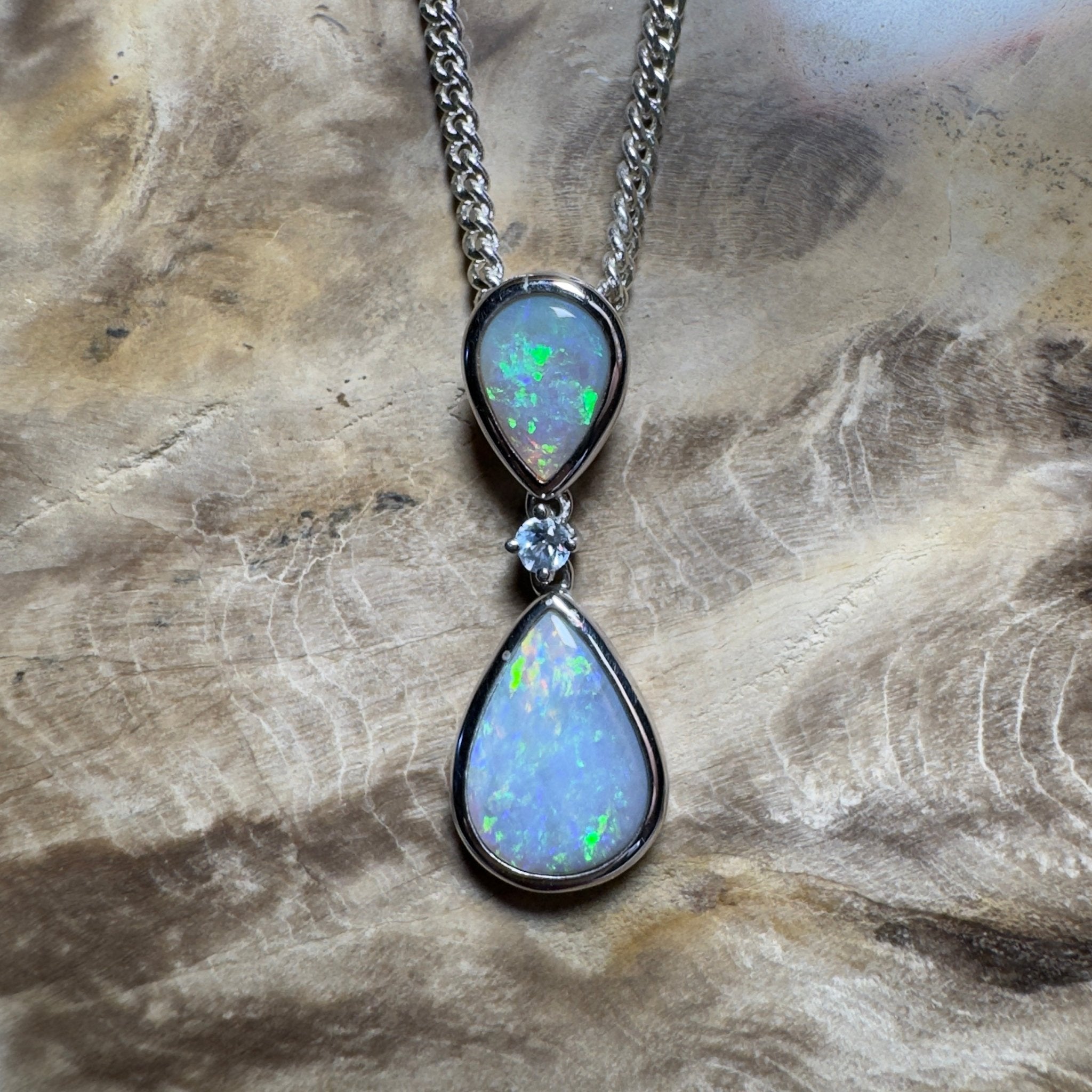 Kimberley Cascade ~ 1.8ct Mintabie Opal 925 Silver Pendant