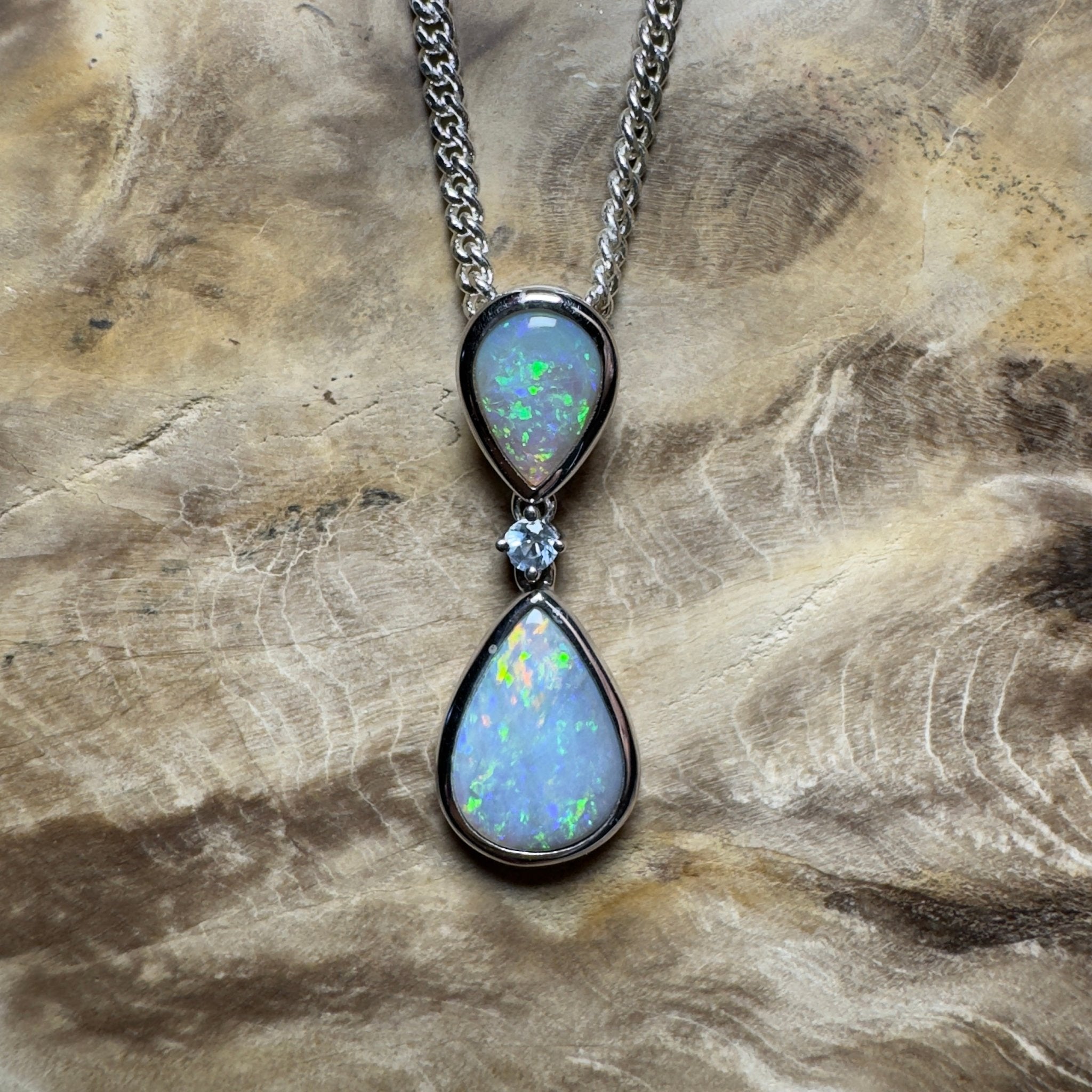 Kimberley Cascade ~ 1.8ct Mintabie Opal 925 Silver Pendant