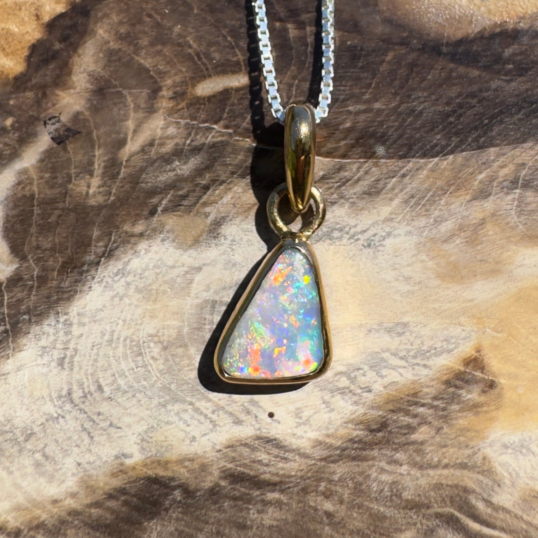 Kimberley Crown ~ 1ct Lightning Ridge Opal 9ct Yellow Gold Pendant