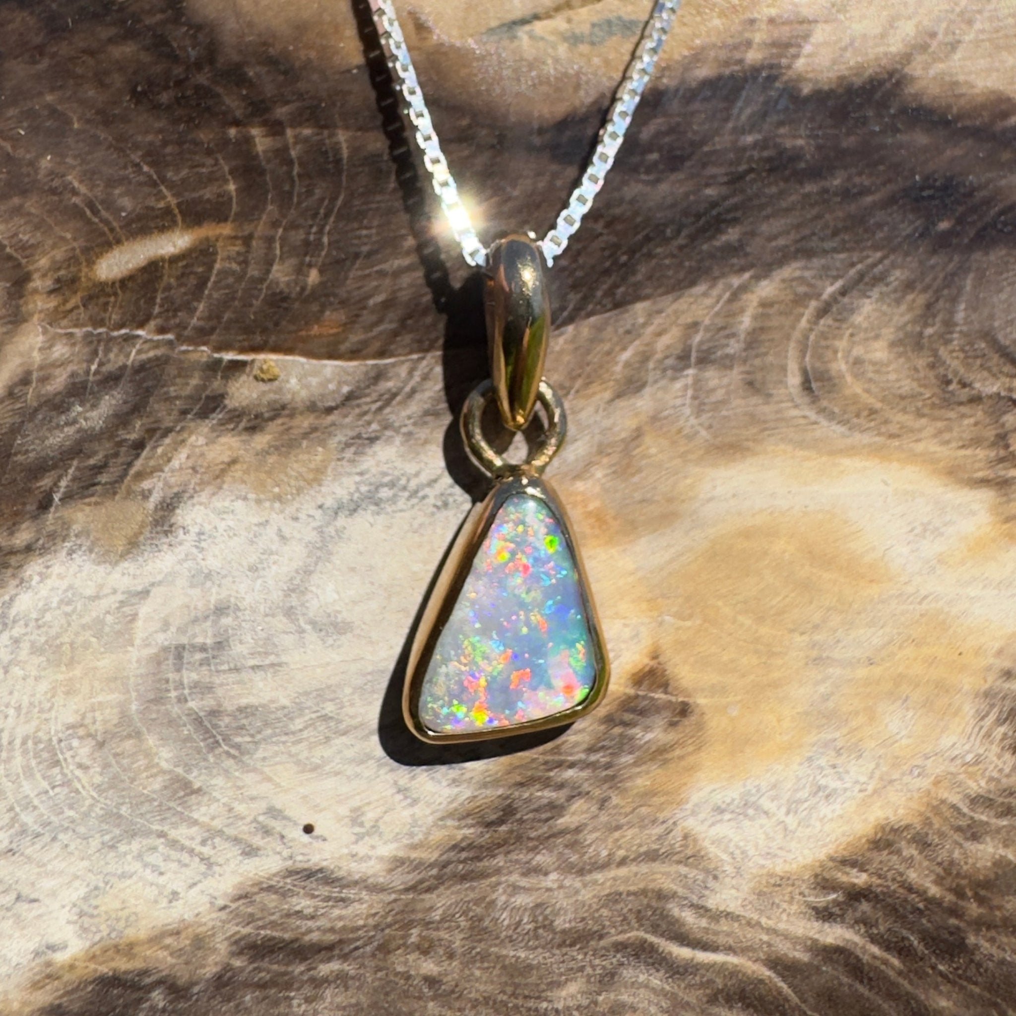 Kimberley Crown ~ 1ct Lightning Ridge Opal 9ct Yellow Gold Pendant