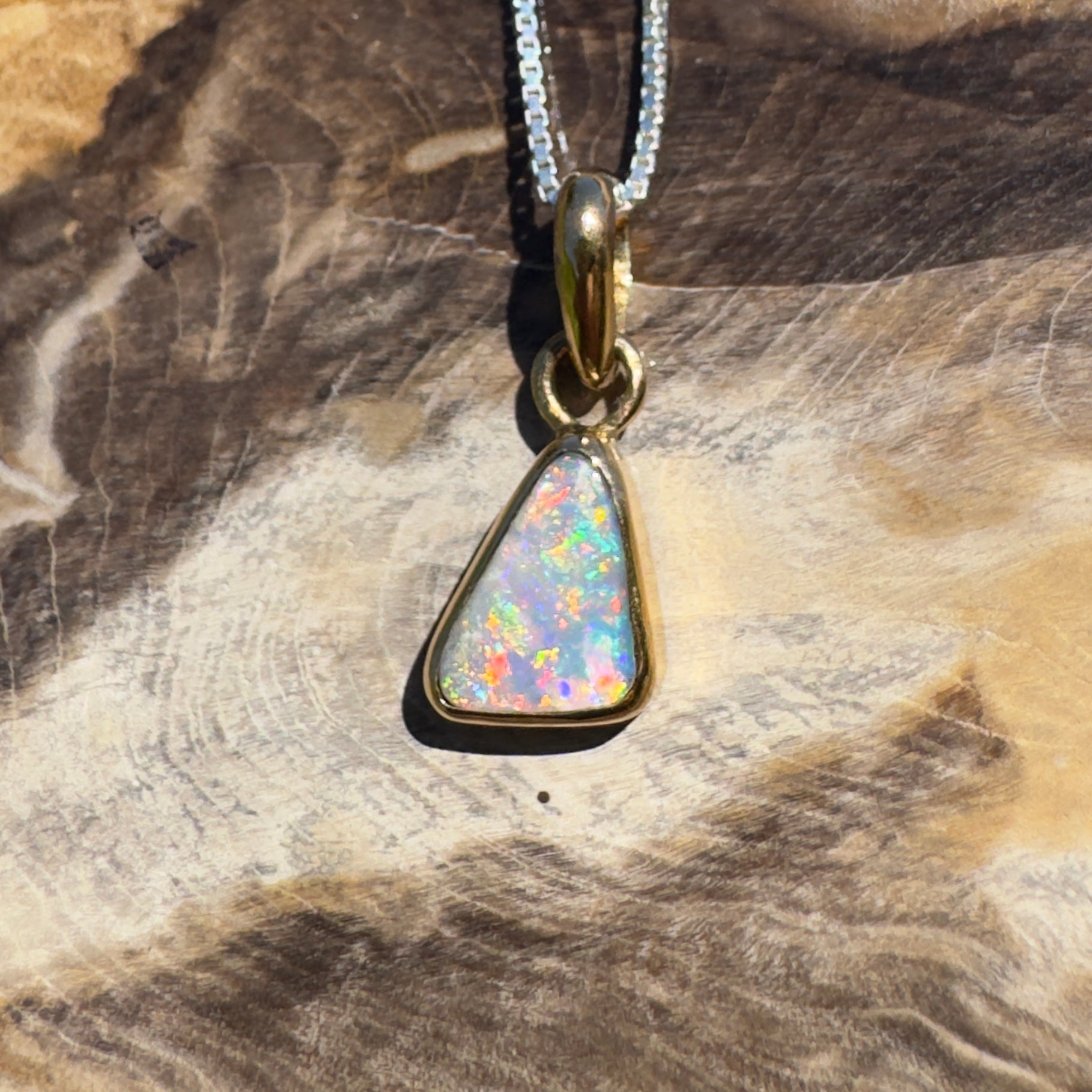 Kimberley Crown ~ 1ct Lightning Ridge Opal 9ct Yellow Gold Pendant