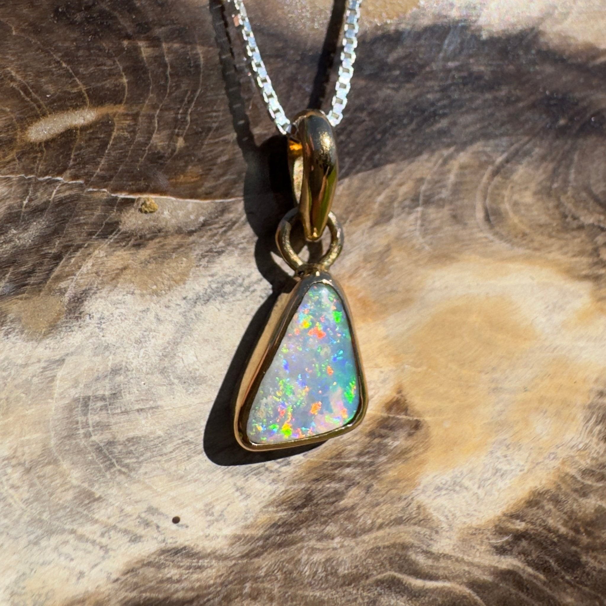 Kimberley Crown ~ 1ct Lightning Ridge Opal 9ct Yellow Gold Pendant