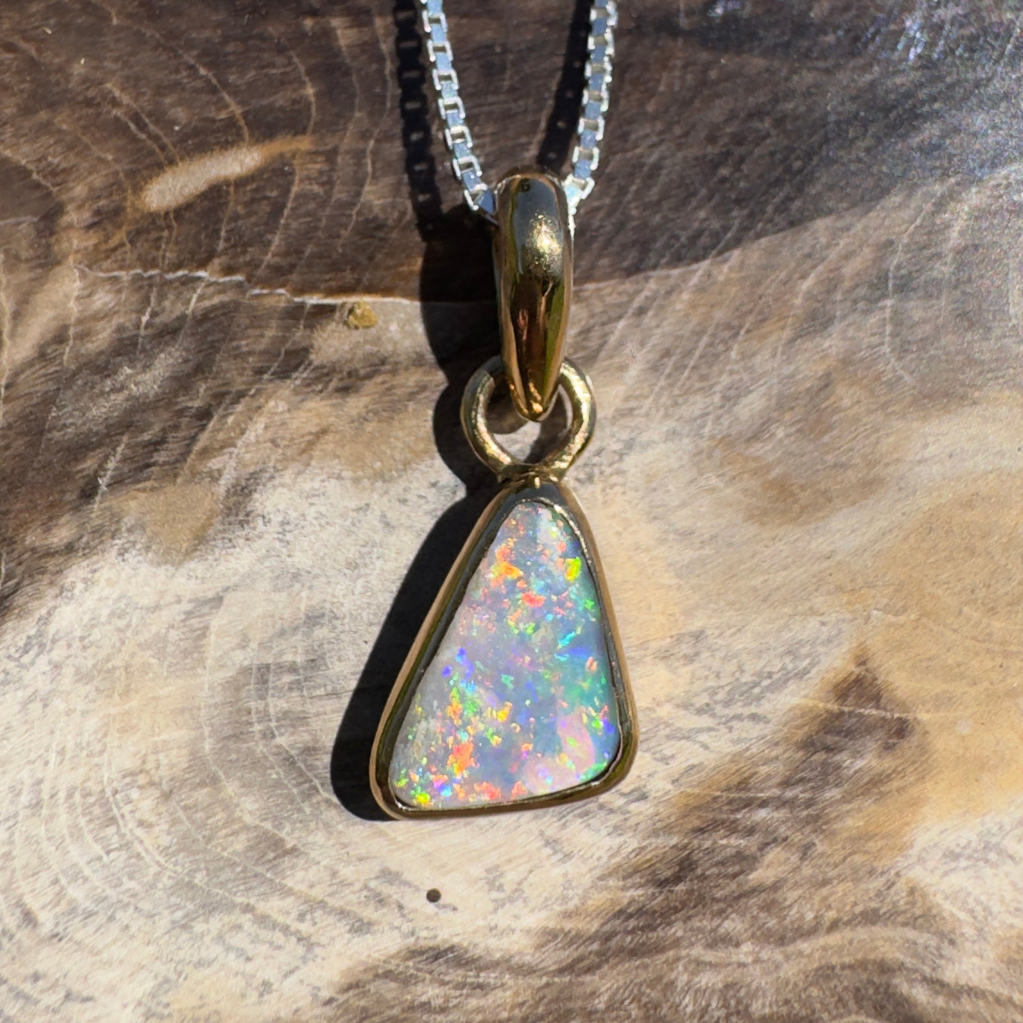 Kimberley Crown ~ 1ct Lightning Ridge Opal 9ct Yellow Gold Pendant