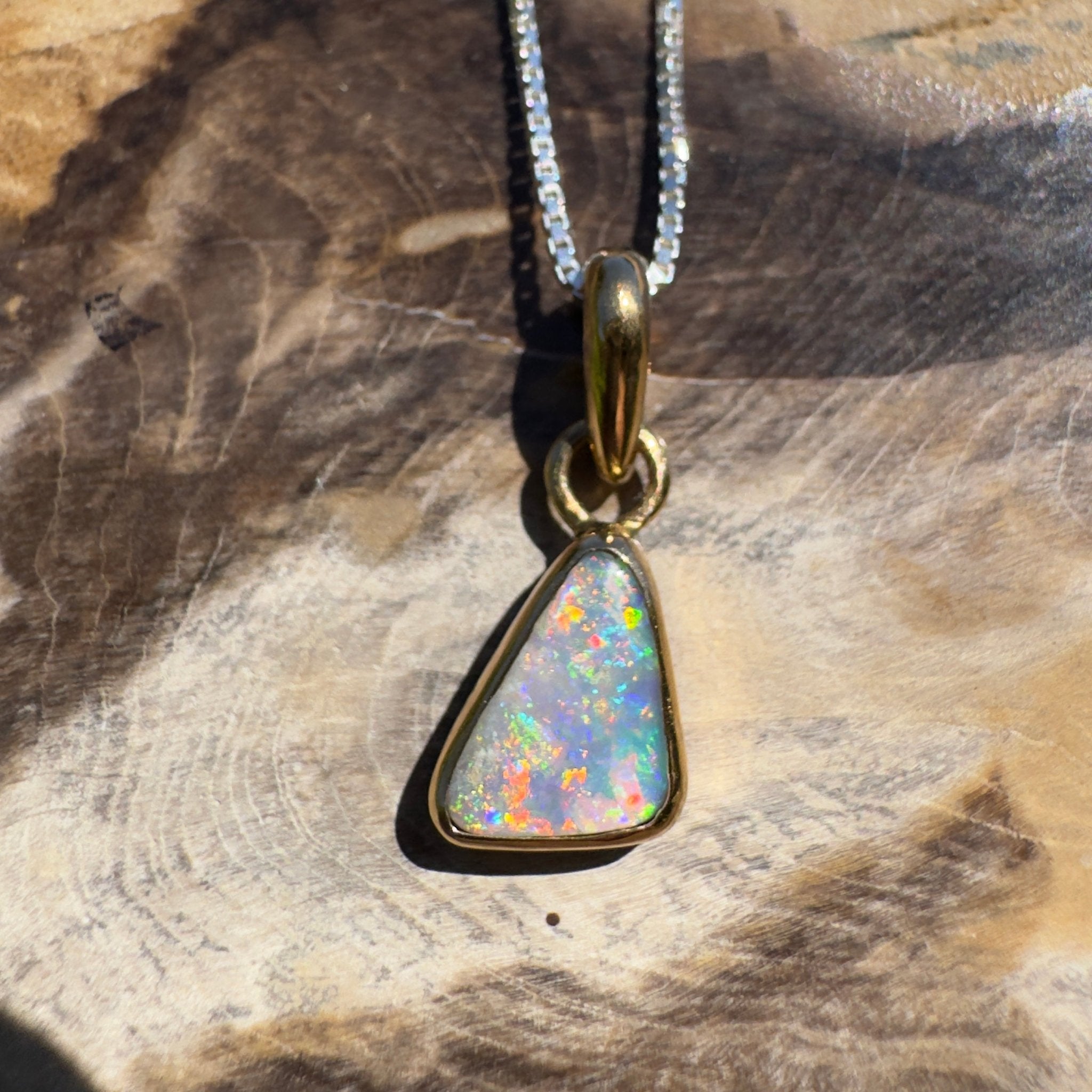 Kimberley Crown ~ 1ct Lightning Ridge Opal 9ct Yellow Gold Pendant