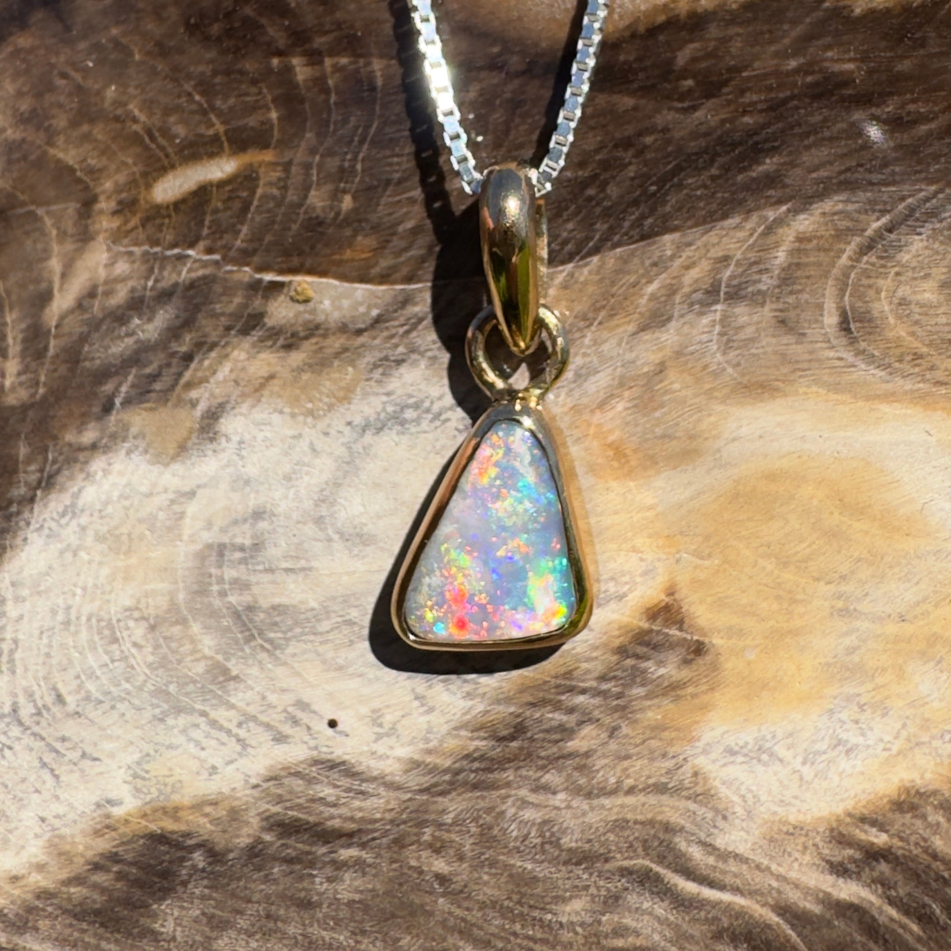 Kimberley Crown ~ 1ct Lightning Ridge Opal 9ct Yellow Gold Pendant