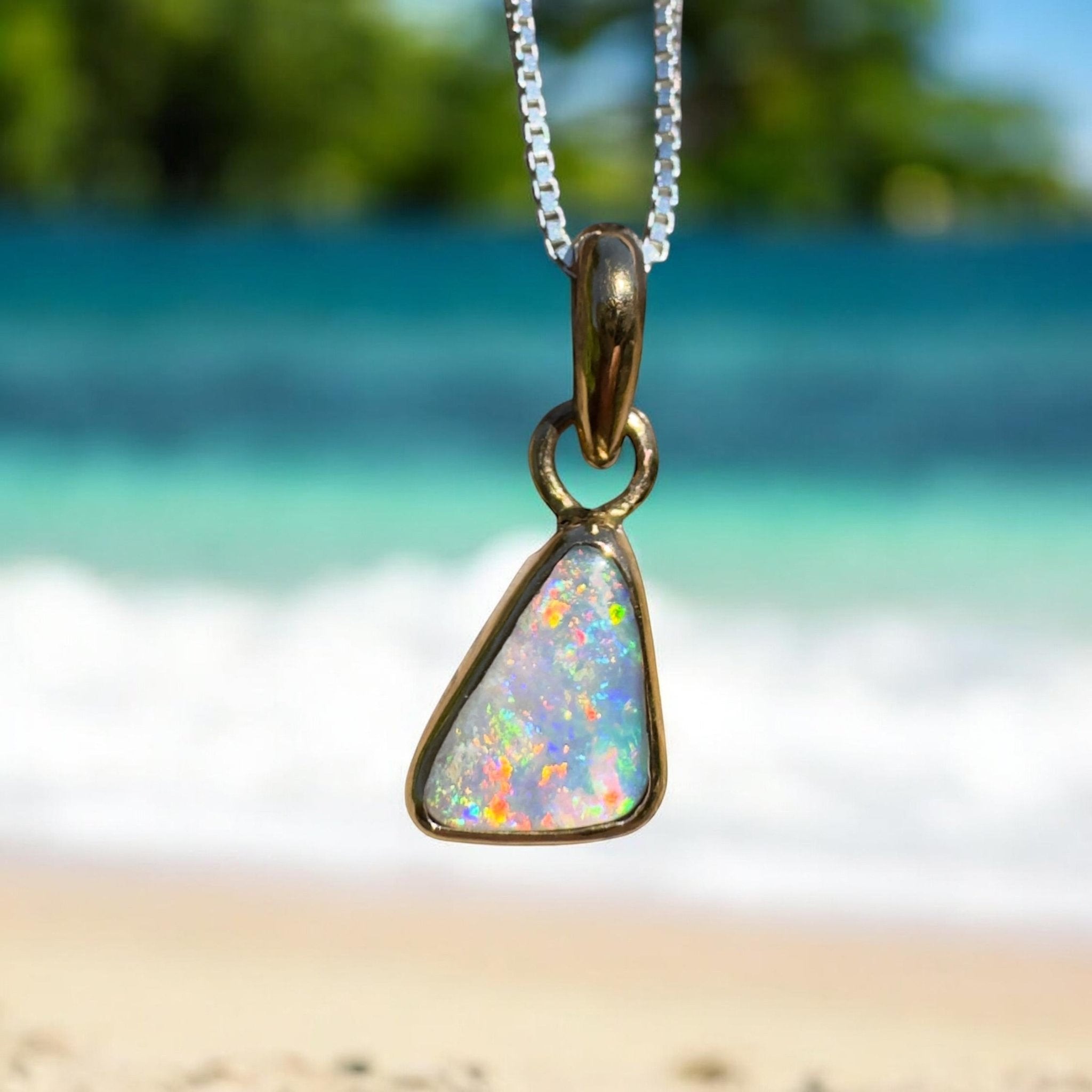 Kimberley Crown ~ 1ct Lightning Ridge Opal 9ct Yellow Gold Pendant