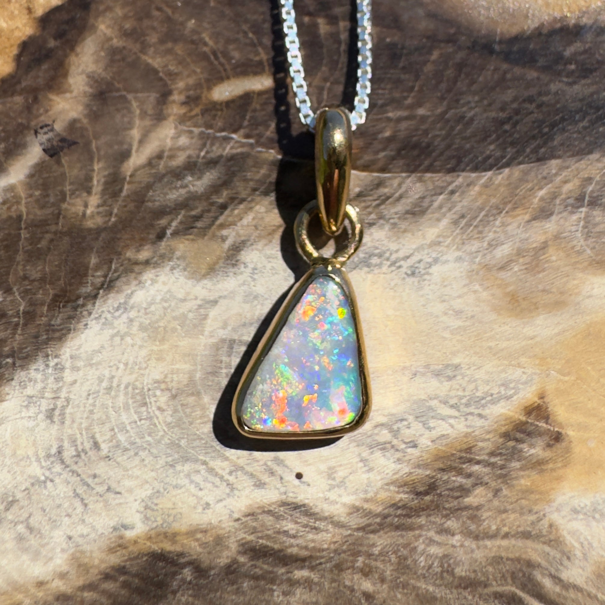 Kimberley Crown ~ 1ct Lightning Ridge Opal 9ct Yellow Gold Pendant