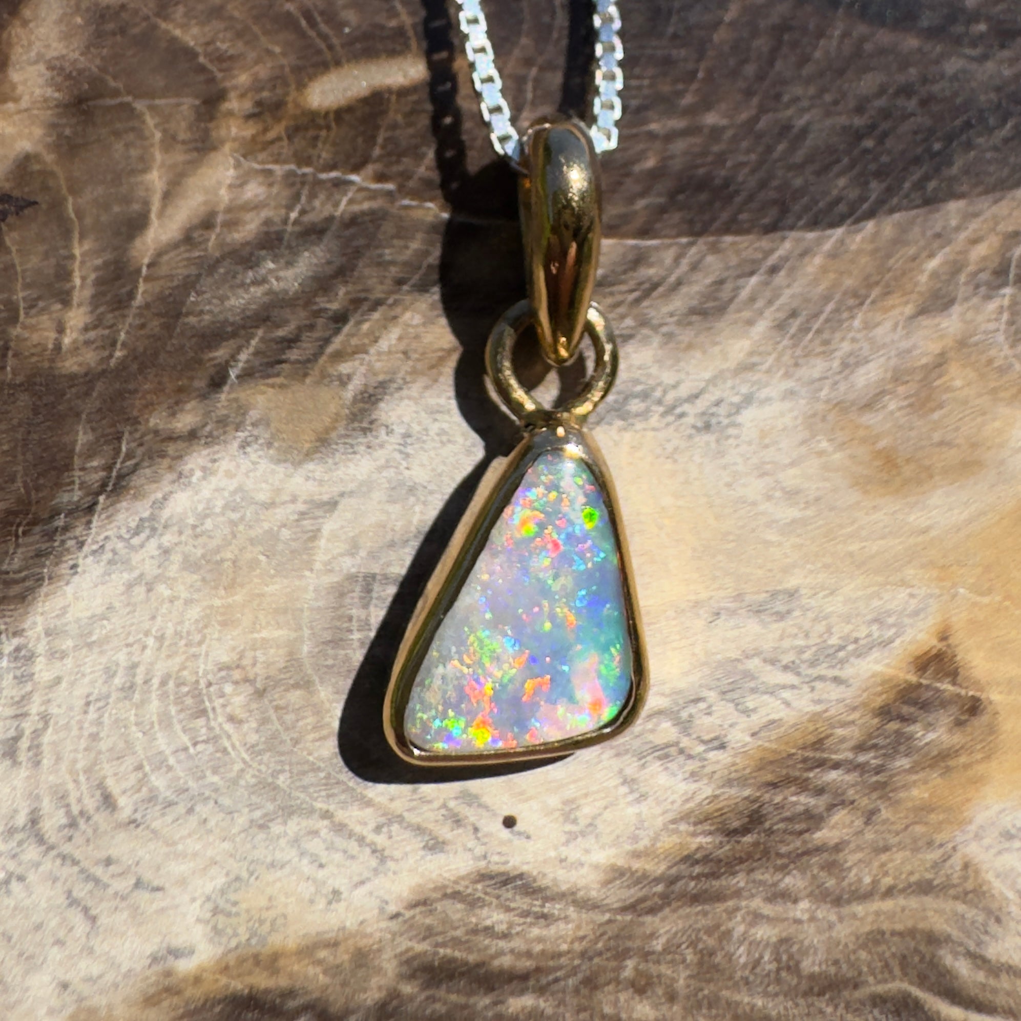 Kimberley Crown ~ 1ct Lightning Ridge Opal 9ct Yellow Gold Pendant