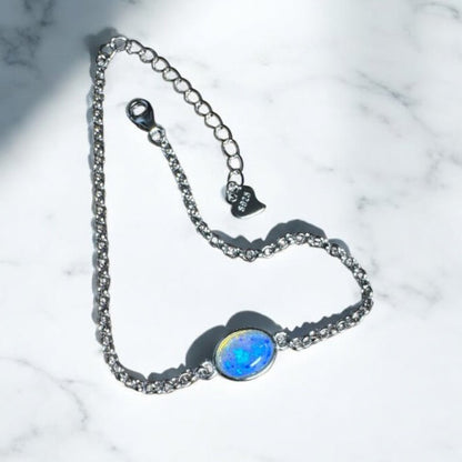 Kimberley Horizon ~ 0.8ct Solid Lightning Ridge Opal 925 Silver Bracelet