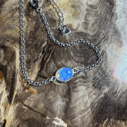 Kimberley Horizon ~ 0.8ct Solid Lightning Ridge Opal 925 Silver Bracelet