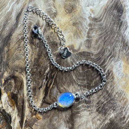 Kimberley Horizon ~ 0.8ct Solid Lightning Ridge Opal 925 Silver Bracelet