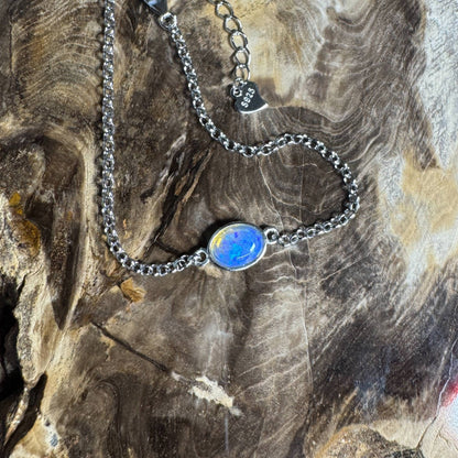 Kimberley Horizon ~ 0.8ct Solid Lightning Ridge Opal 925 Silver Bracelet