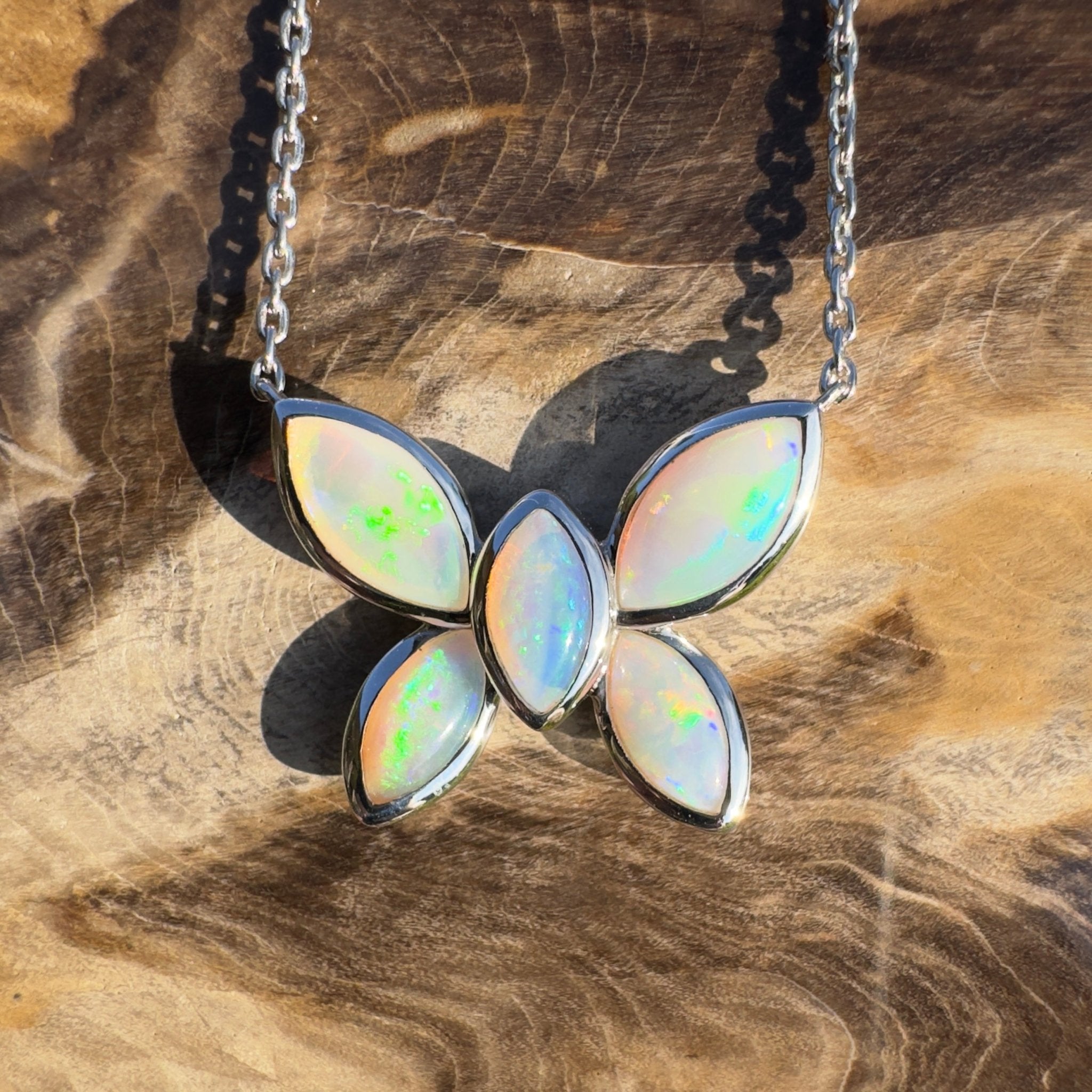 Kimberley Sun Crest – 2.2ct Coober Pedy Opal Butterfly Pendant