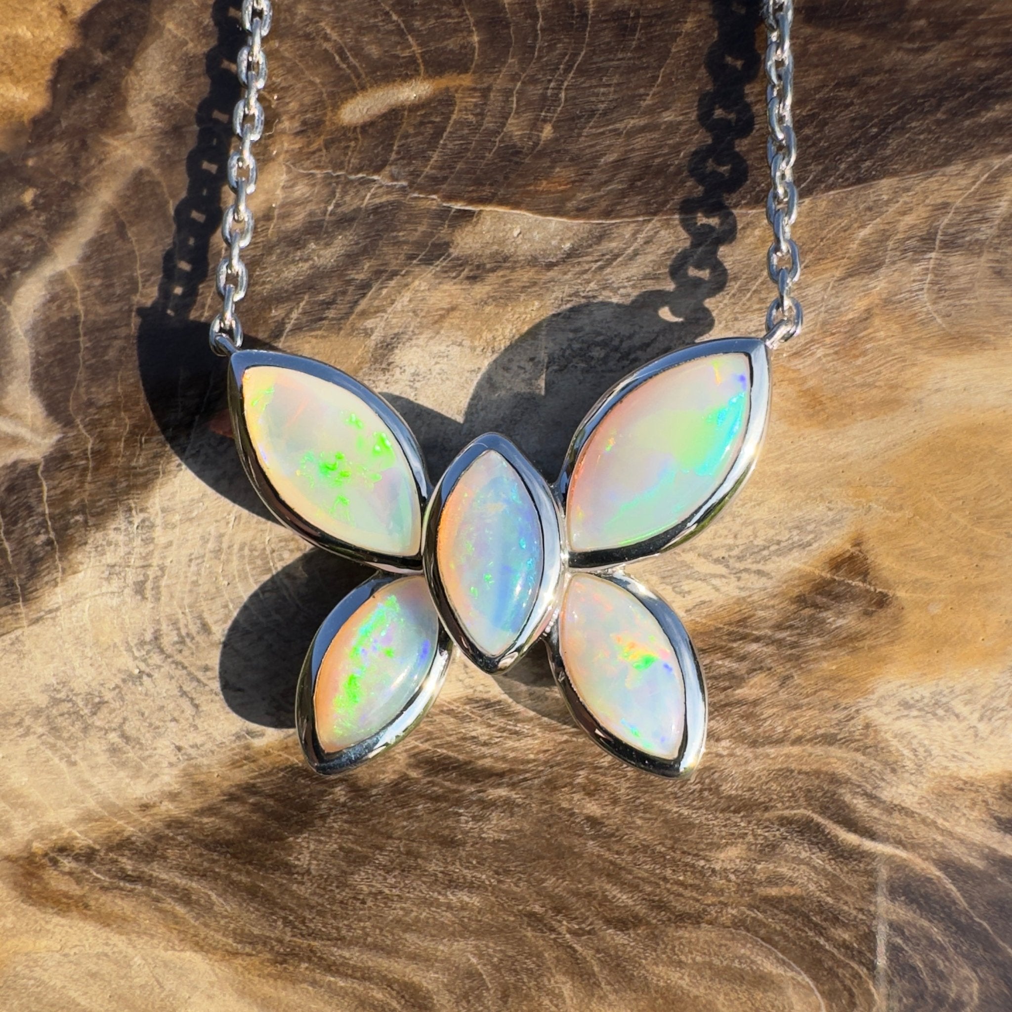 Kimberley Sun Crest – 2.2ct Coober Pedy Opal Butterfly Pendant