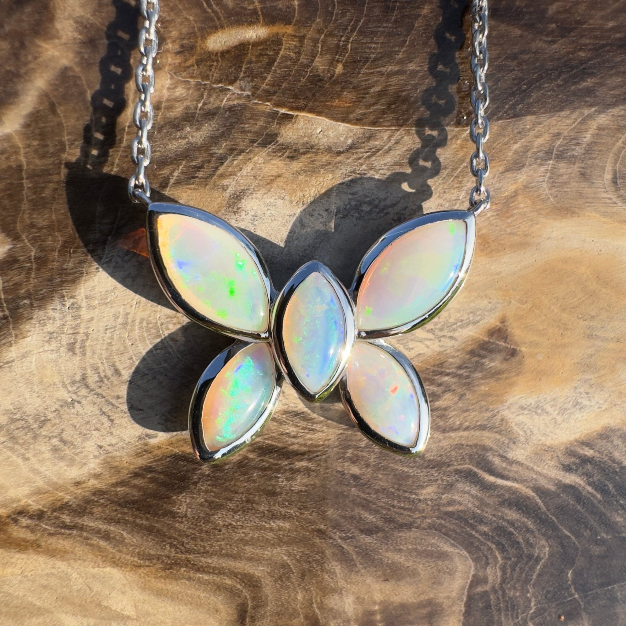 Kimberley Sun Crest – 2.2ct Coober Pedy Opal Butterfly Pendant