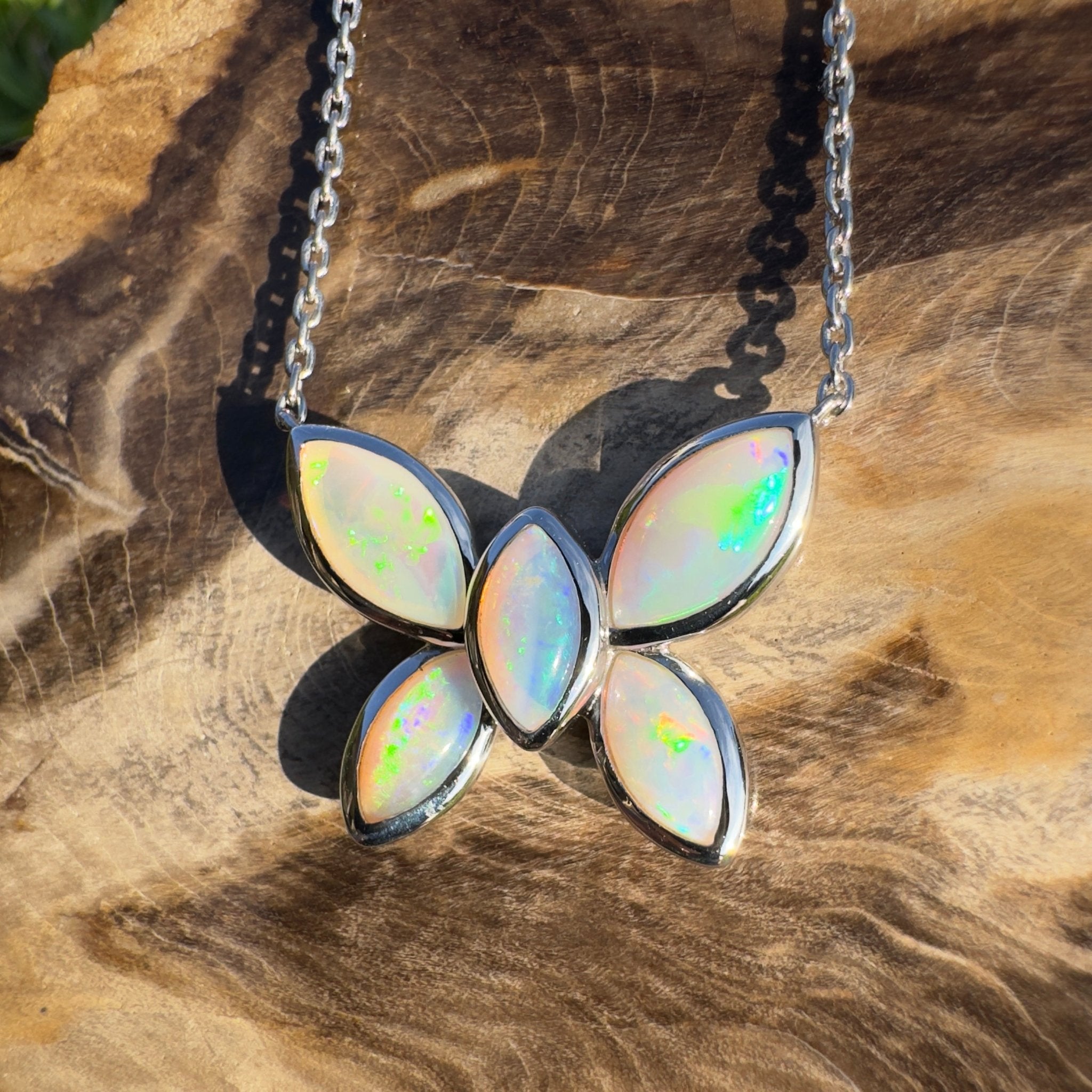 Kimberley Sun Crest – 2.2ct Coober Pedy Opal Butterfly Pendant