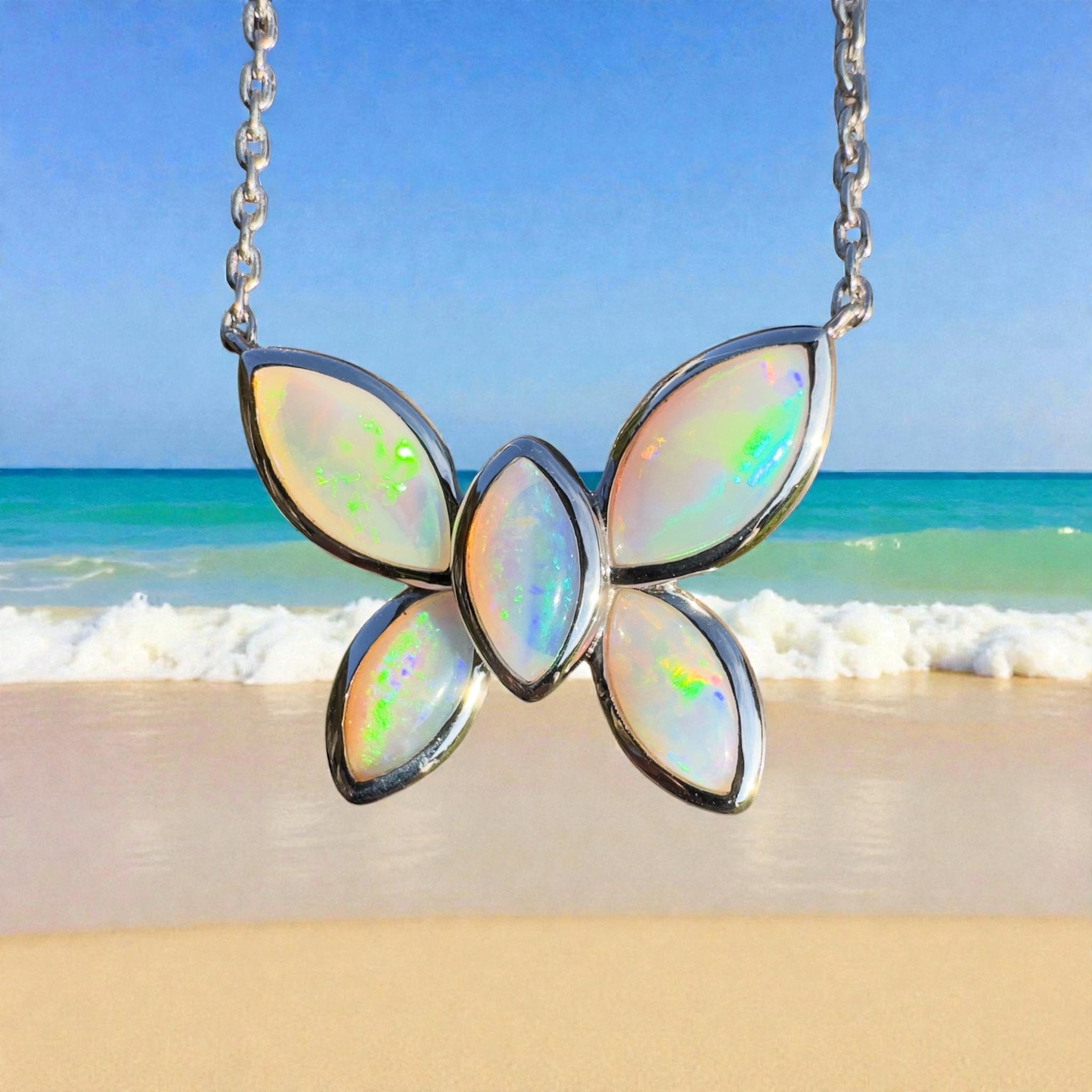Kimberley Sun Crest – 2.2ct Coober Pedy Opal Butterfly Pendant