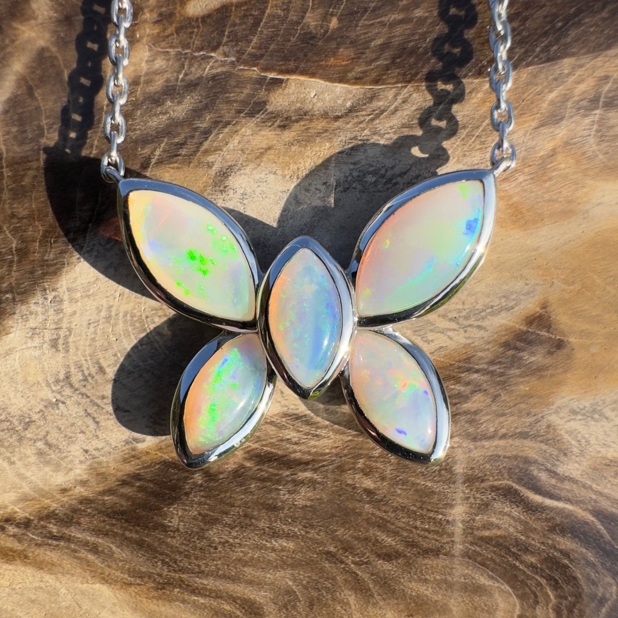 Kimberley Sun Crest – 2.2ct Coober Pedy Opal Butterfly Pendant