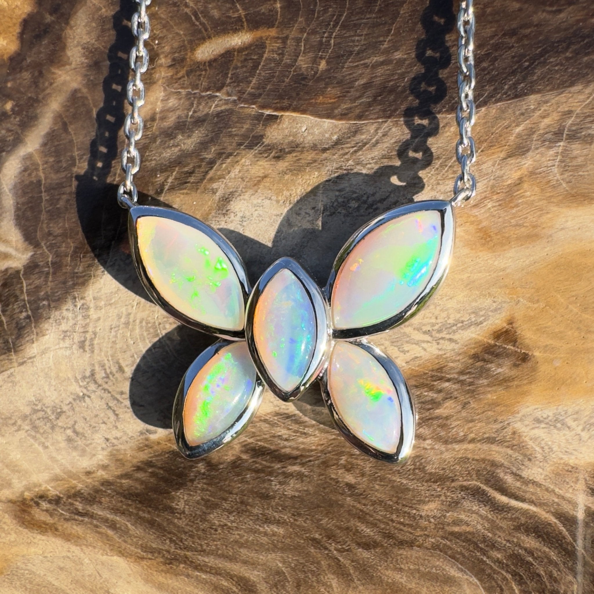Kimberley Sun Crest – 2.2ct Coober Pedy Opal Butterfly Pendant