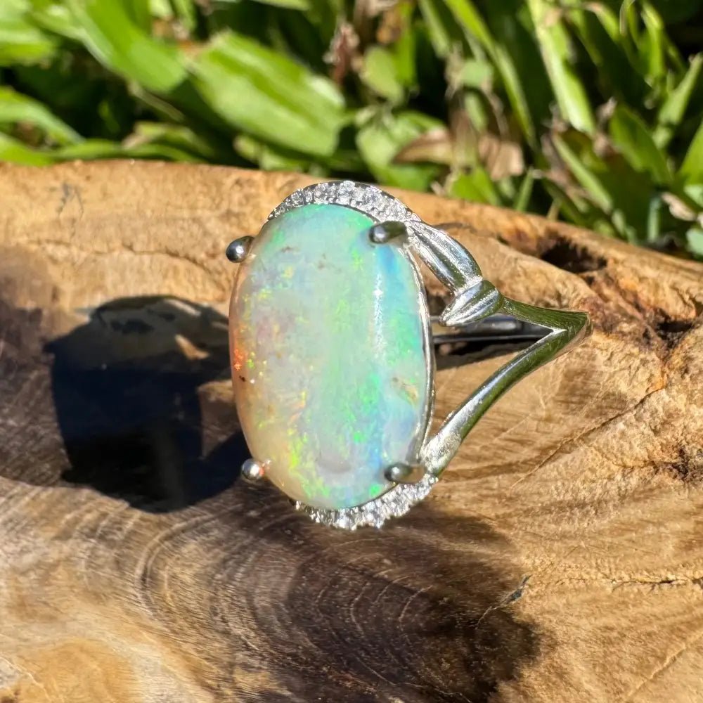 'Lagoon Serenity' ~ Handcrafted 2.4ct Solid Lightning Ridge Opal Sterling Silver Ring