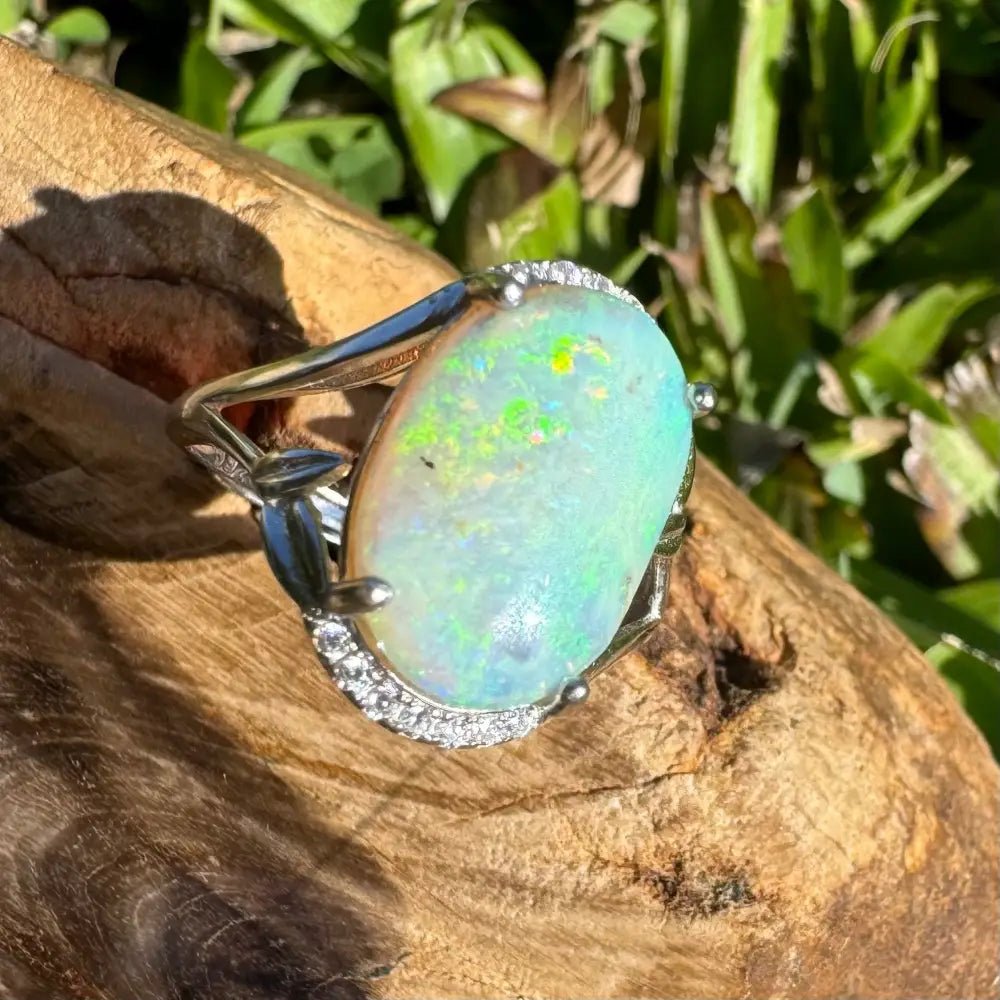 'Lagoon Serenity' ~ Handcrafted 2.4ct Solid Lightning Ridge Opal Sterling Silver Ring