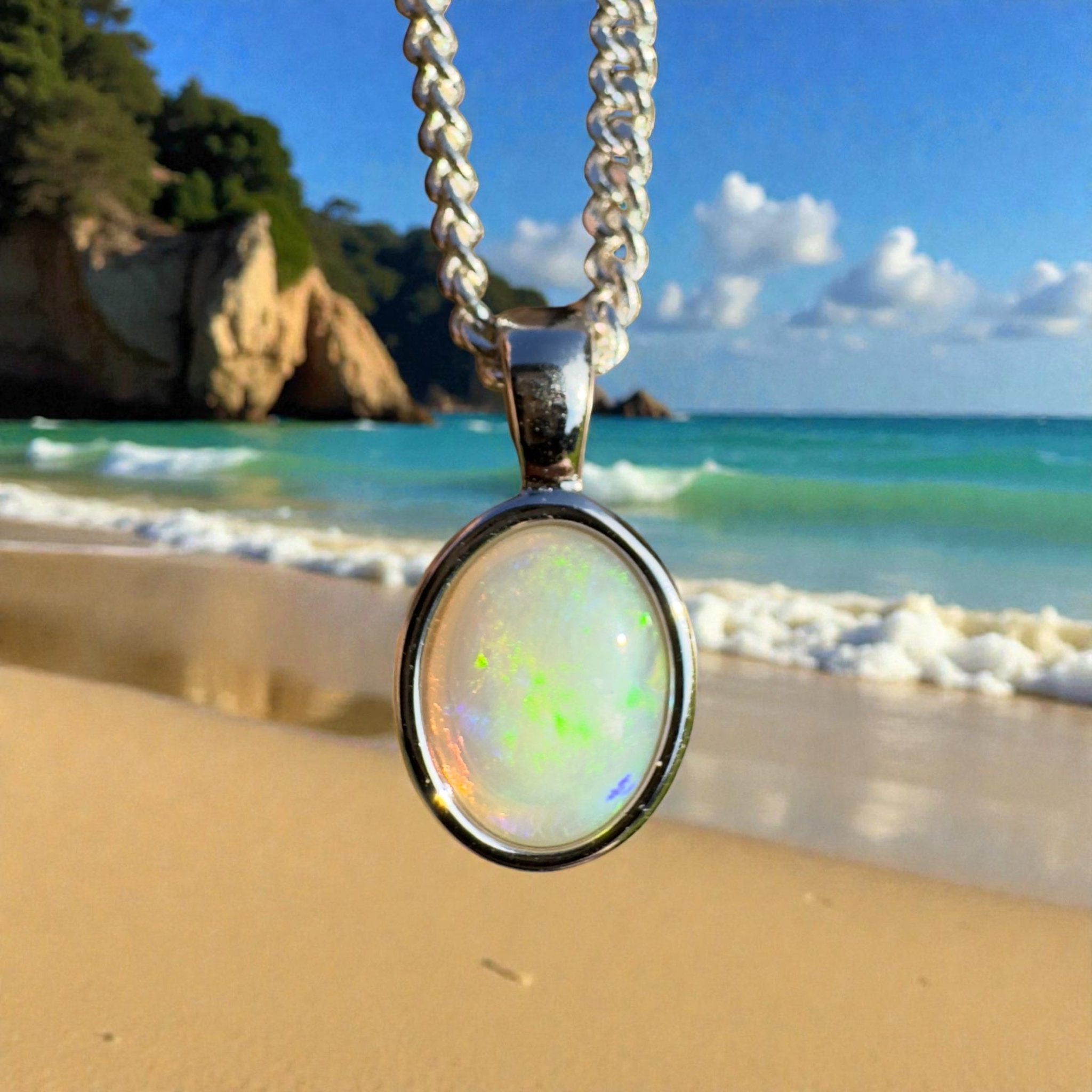 Lake Argyle Aurora – 0.7ct Coober Pedy Opal 925 Silver Pendant